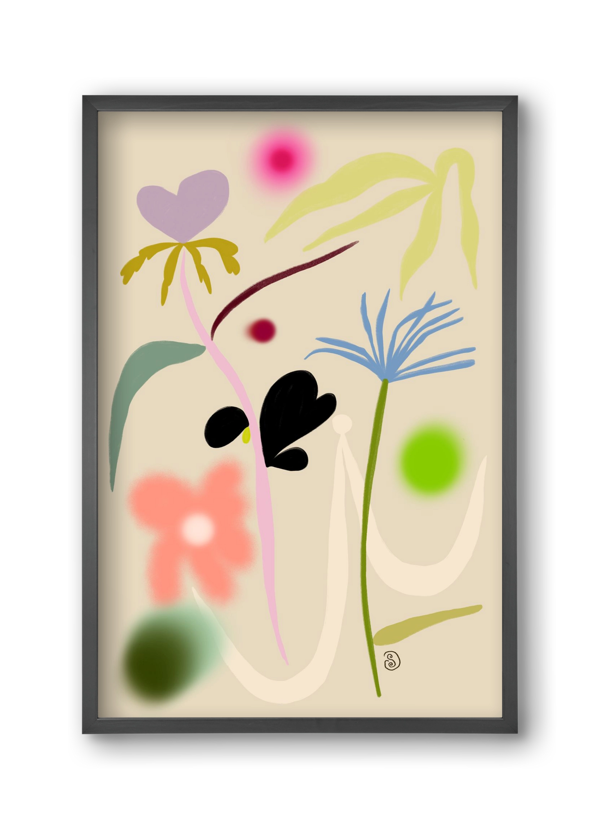 QUIET FLOWERS DANCE, 30x45 cm (30x45 cm), Fekete keret
