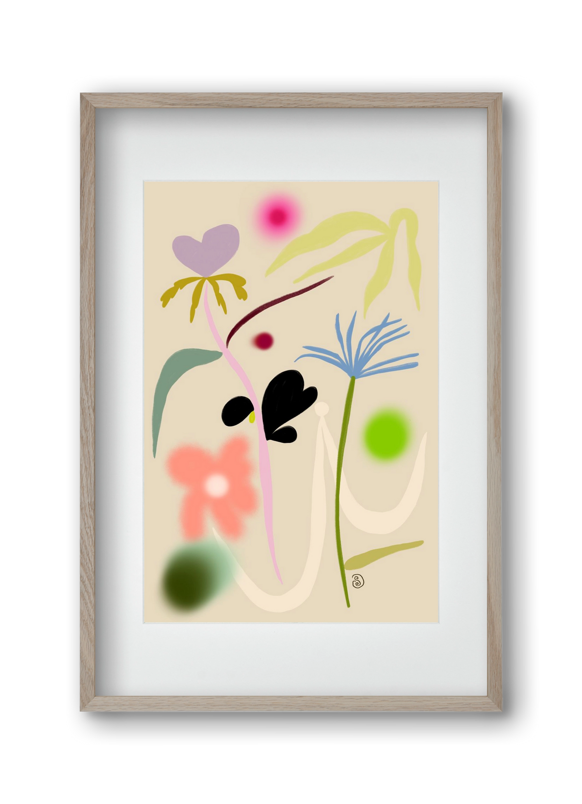 QUIET FLOWERS DANCE, 30x45 cm (20x30 cm), Tölgy keret, paszpartuval