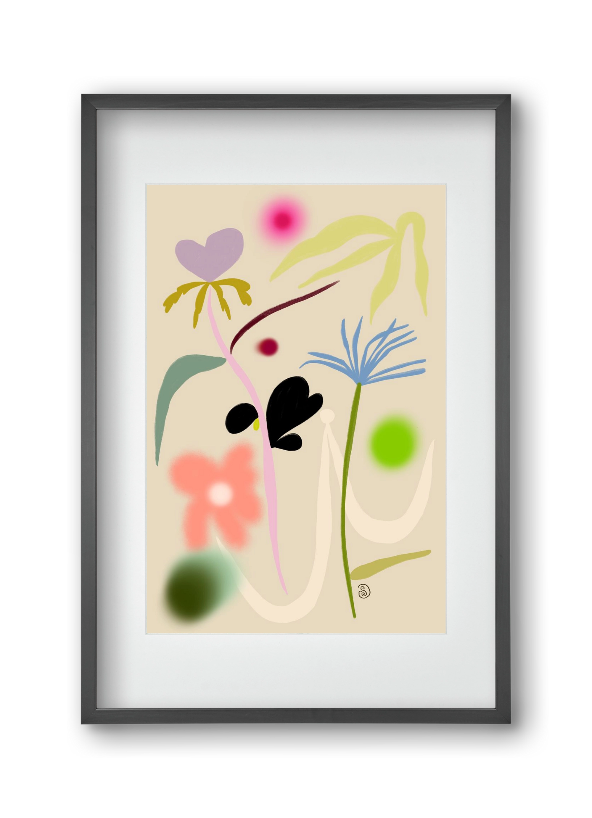 QUIET FLOWERS DANCE, 30x45 cm (20x30 cm), Fekete keret, paszpartuval