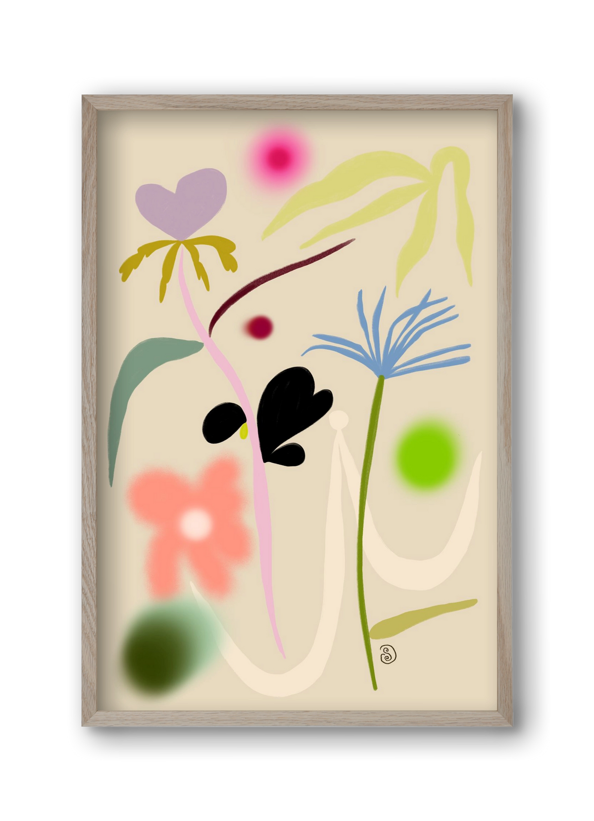 QUIET FLOWERS DANCE, 30x45 cm (30x45 cm), Tölgy keret