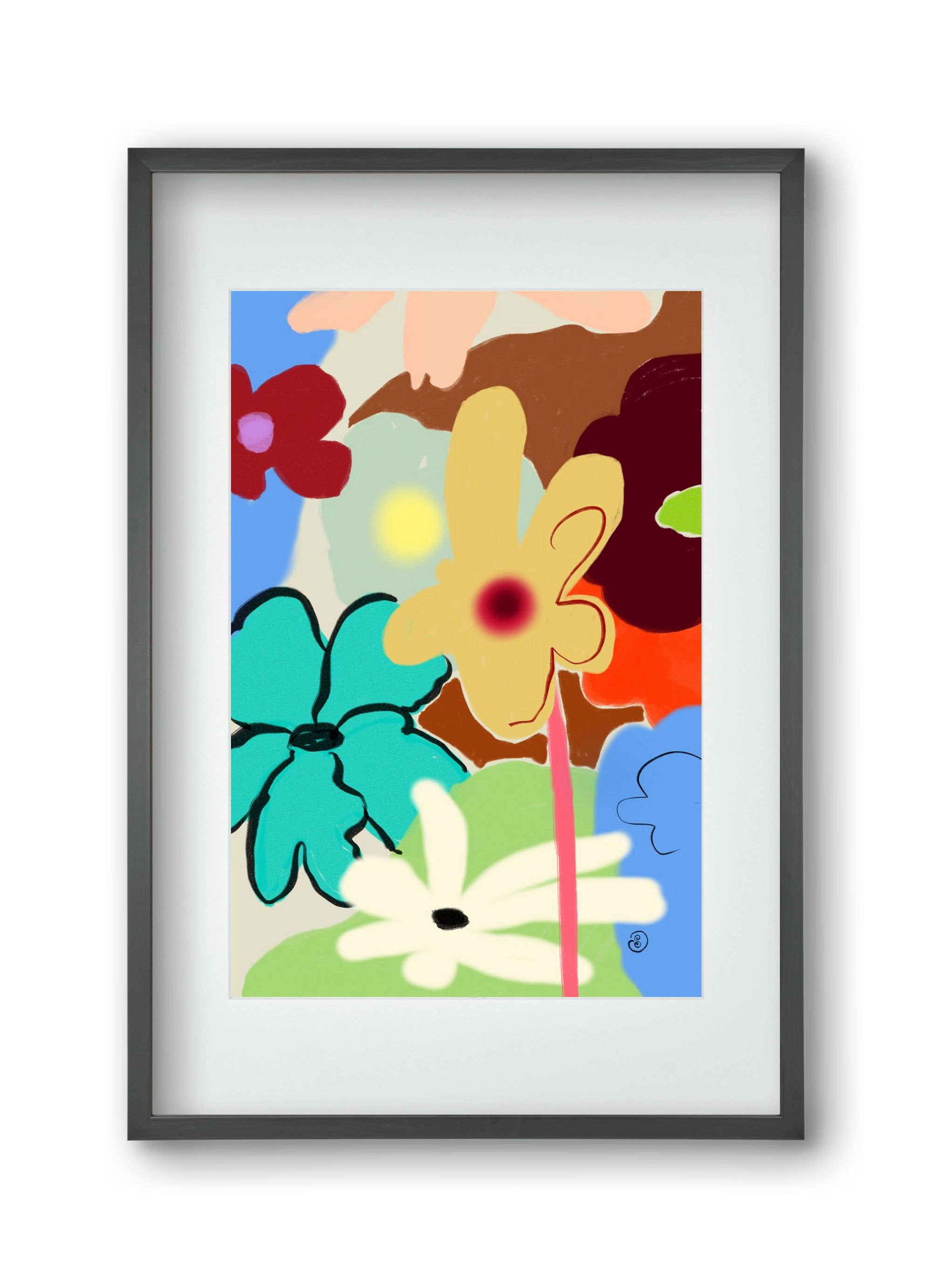 LOUD FLOWERS DANCE, 30x45 cm (20x30 cm), Fekete keret, paszpartuval