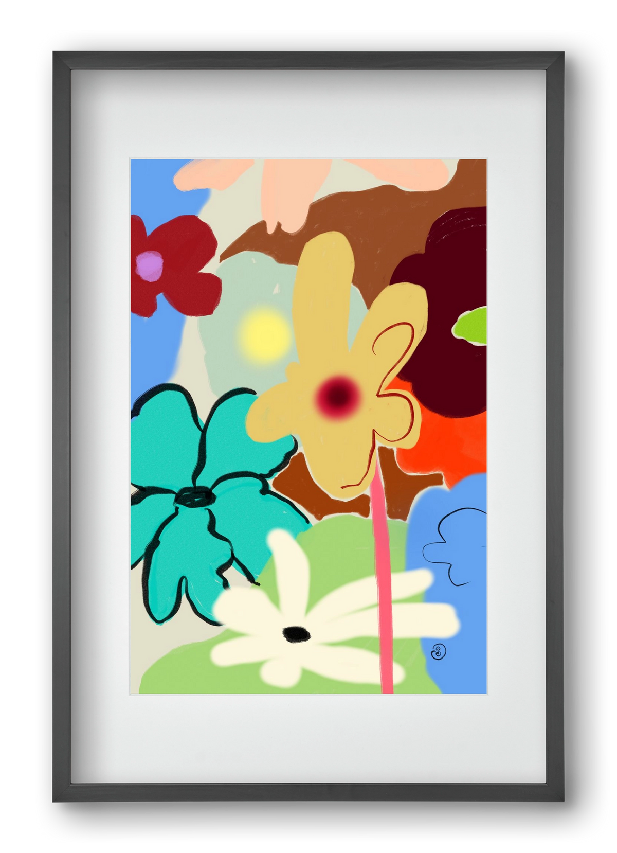 LOUD FLOWERS DANCE, 40x60 cm (30x45 cm), Fekete keret, paszpartuval