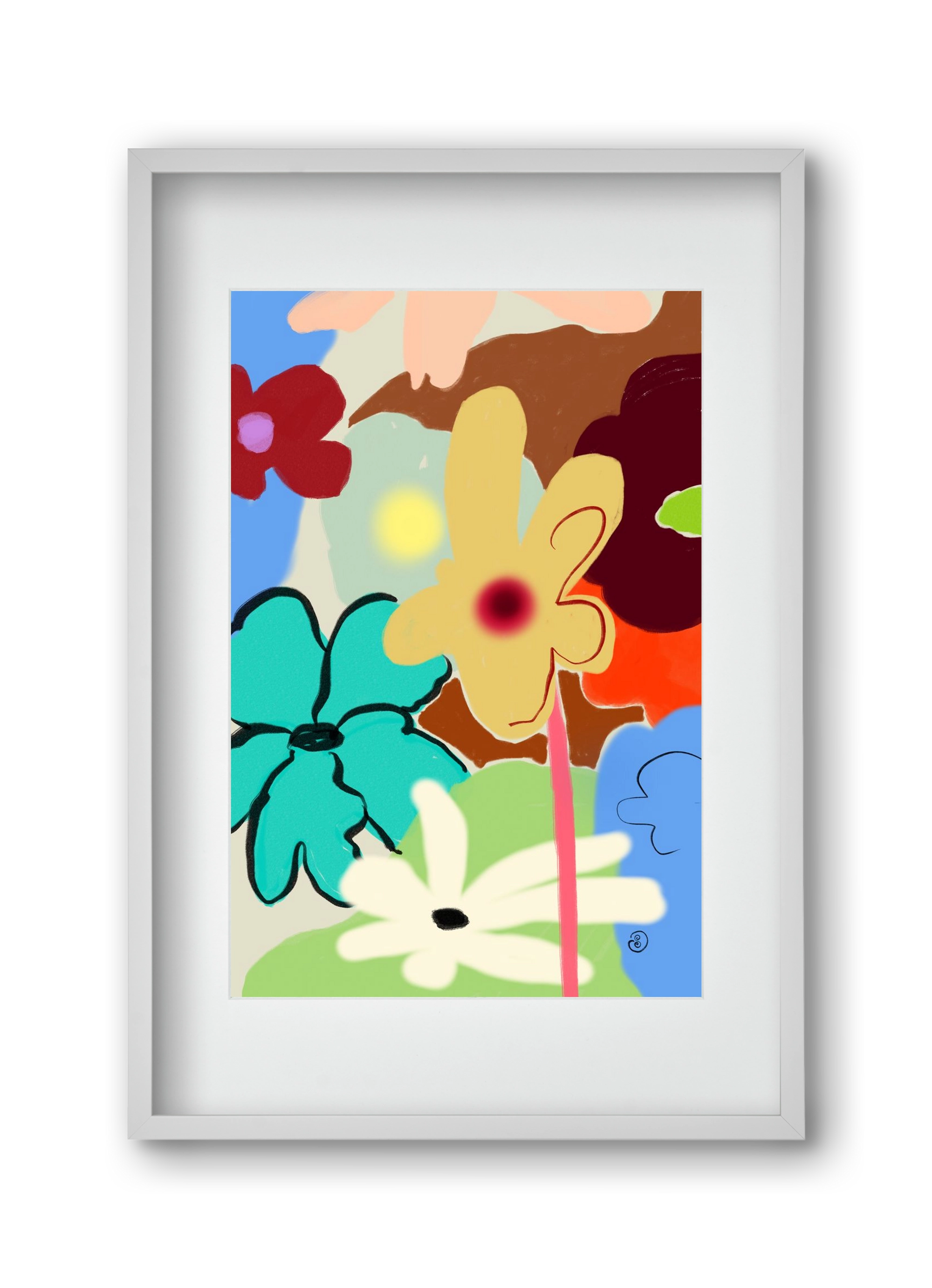 LOUD FLOWERS DANCE, 30x45 cm (20x30 cm), Fehér keret, paszpartuval