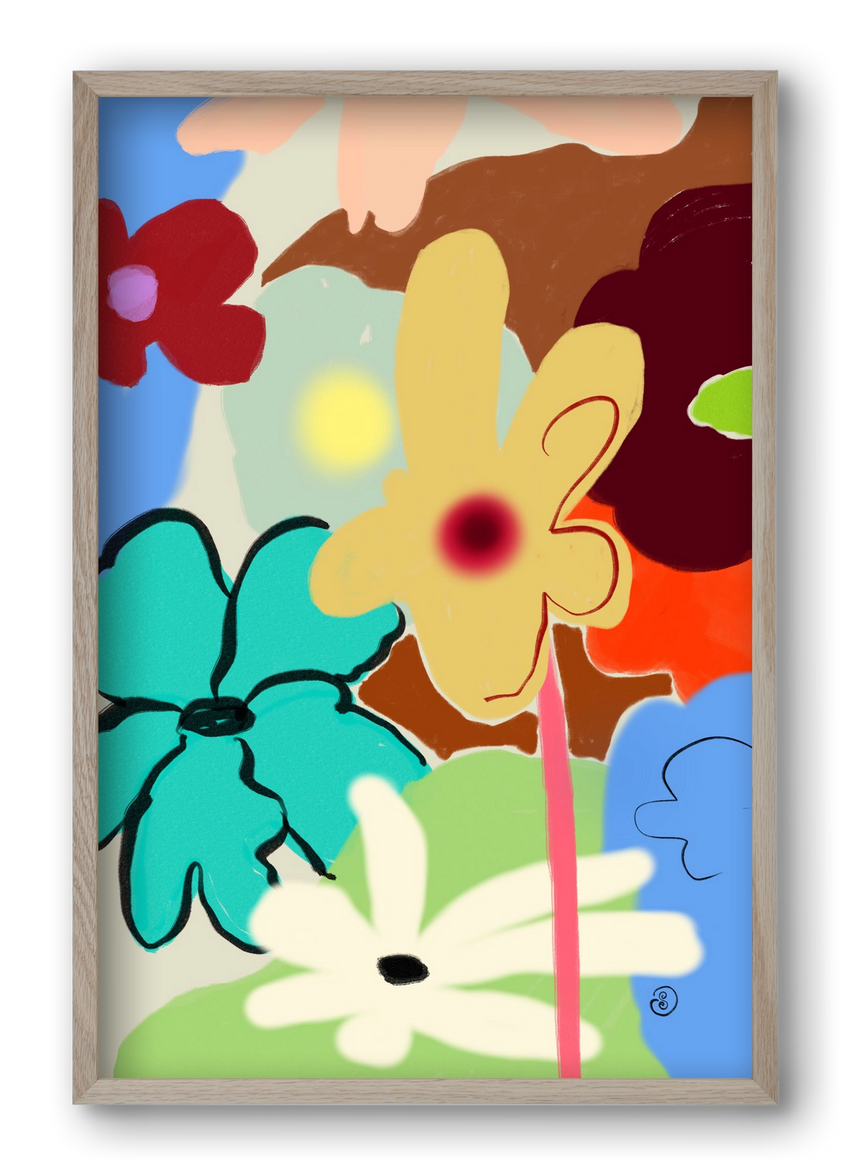 LOUD FLOWERS DANCE, 40x60 cm (40x60 cm), Tölgy keret