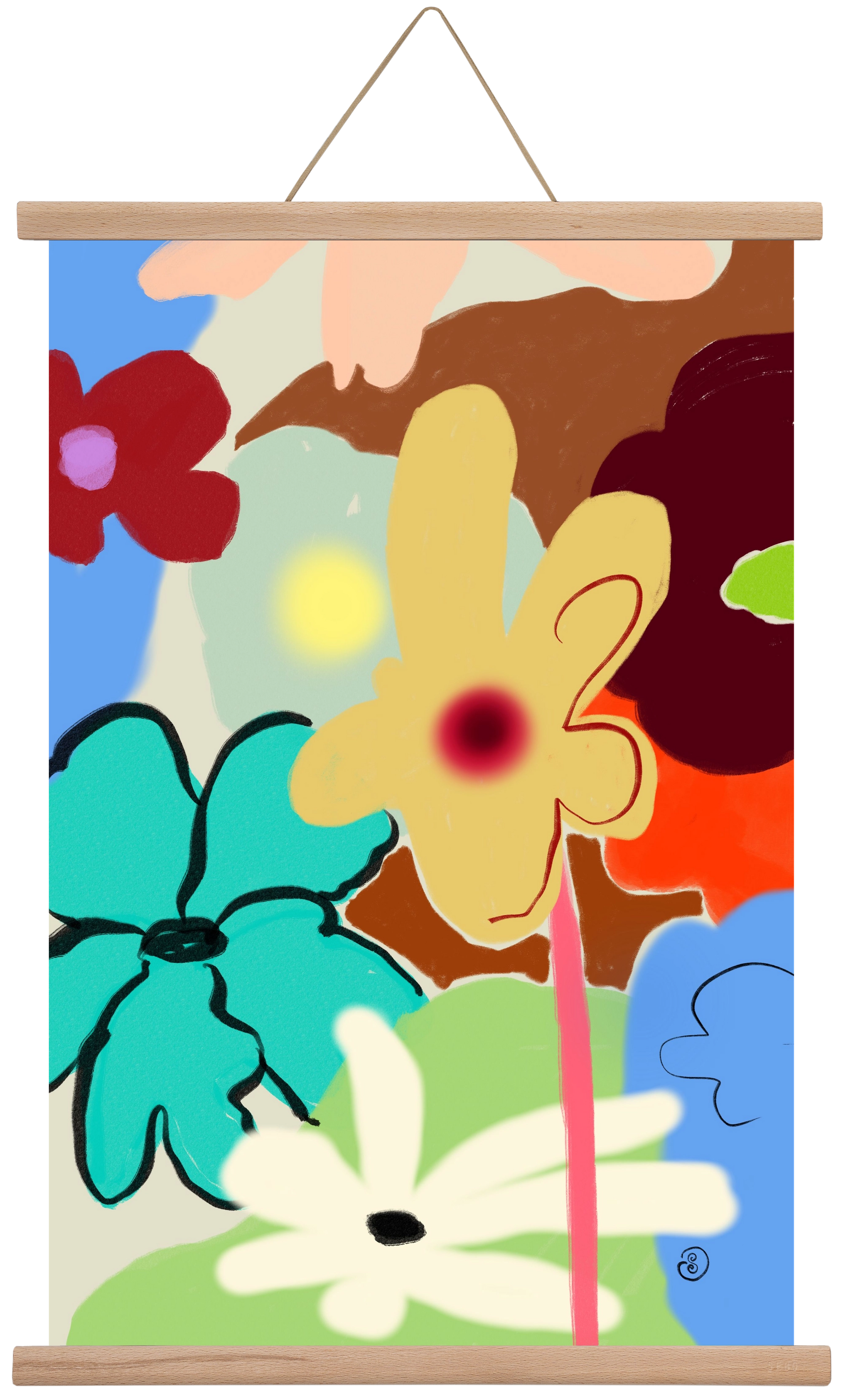 LOUD FLOWERS DANCE, 40x60 cm (40x60 cm), Tölgy akasztó