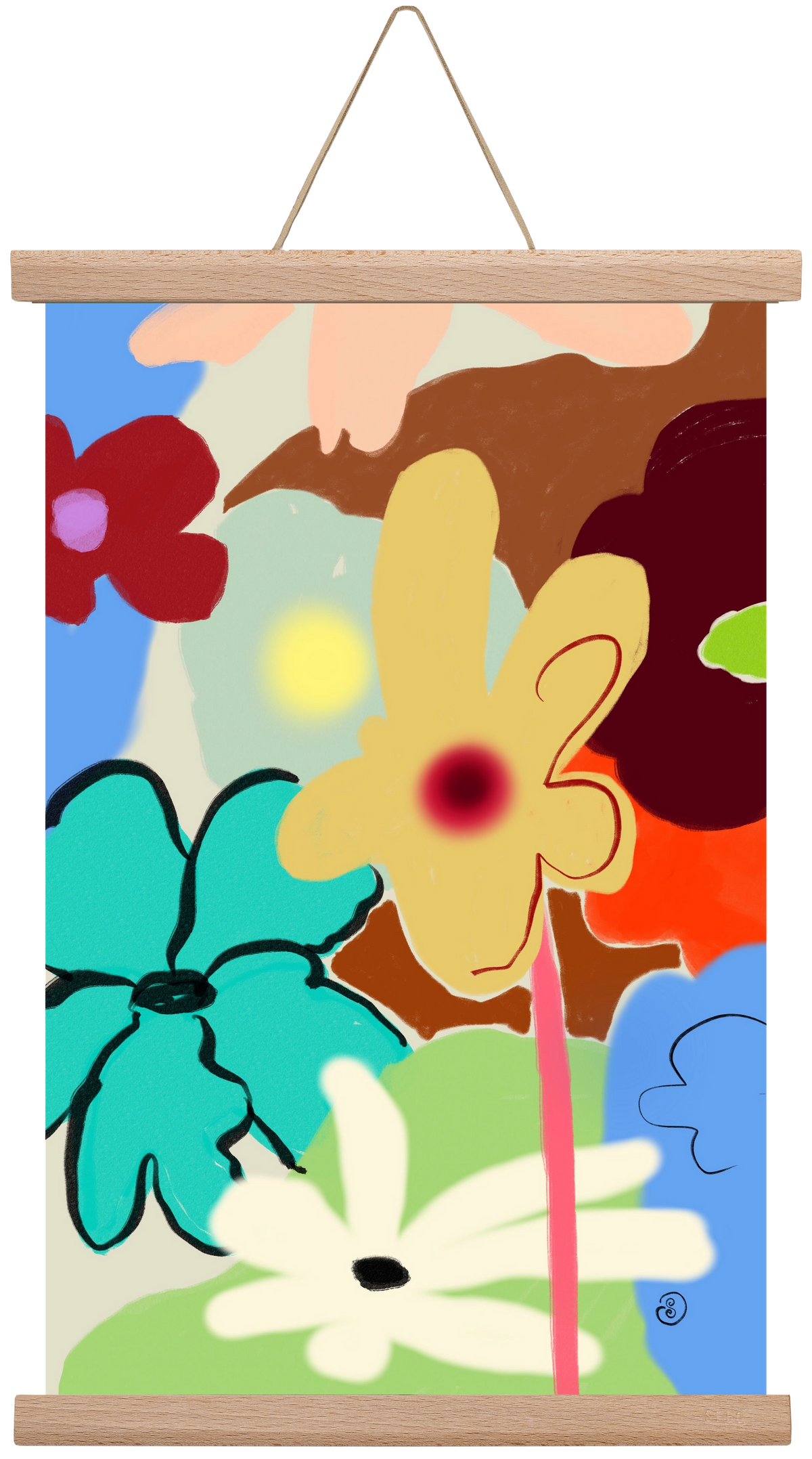 LOUD FLOWERS DANCE, 30x45 cm (30x45 cm), Tölgy akasztó