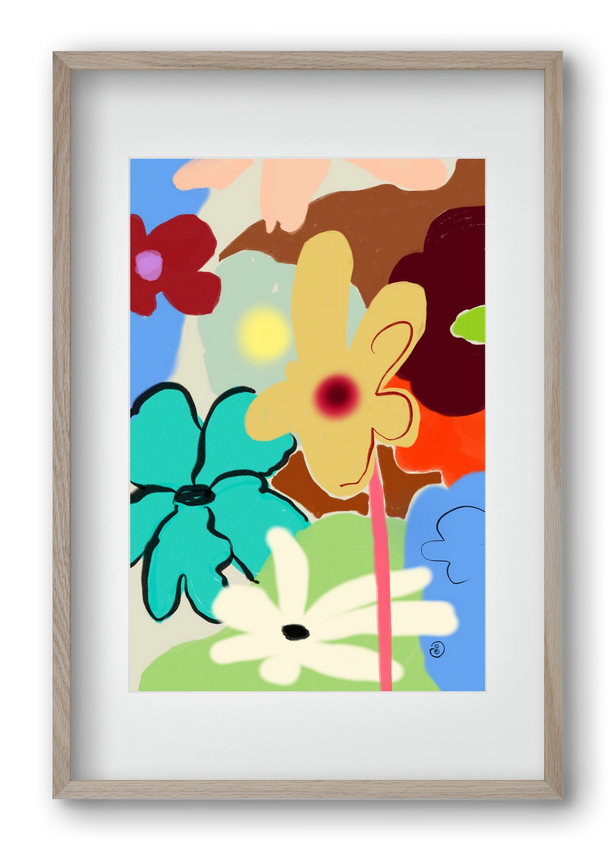 LOUD FLOWERS DANCE, 40x60 cm (30x45 cm), Tölgy keret, paszpartuval