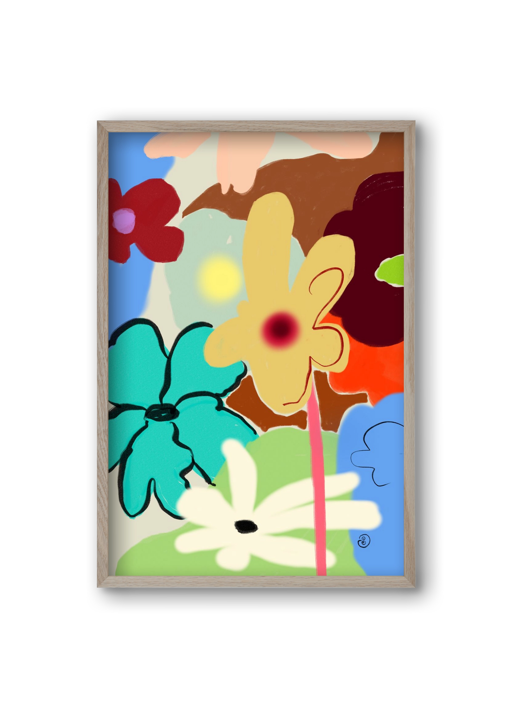 LOUD FLOWERS DANCE, 20x30 cm (20x30 cm), Tölgy keret