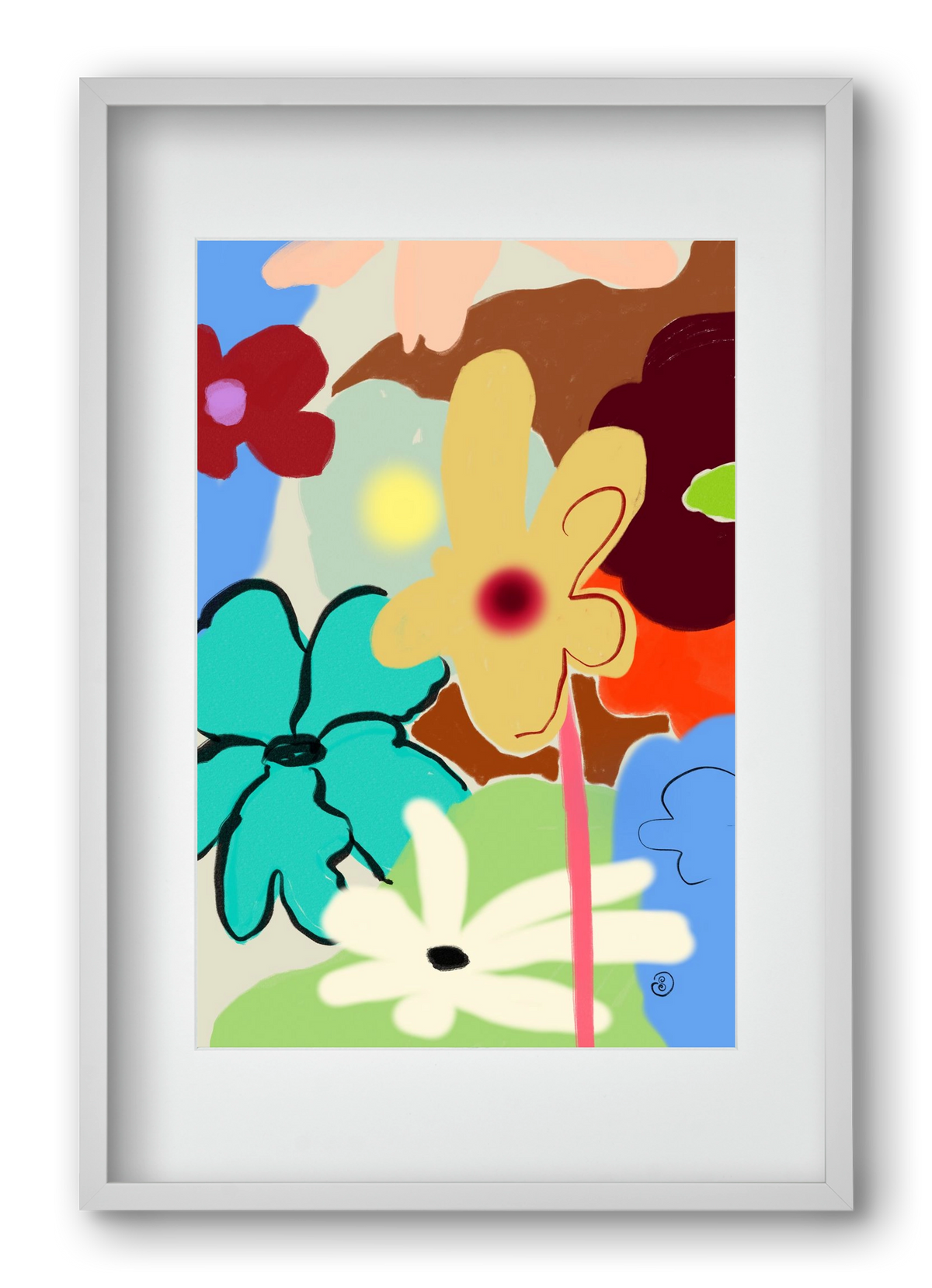 LOUD FLOWERS DANCE, 40x60 cm (30x45 cm), Fehér keret, paszpartuval