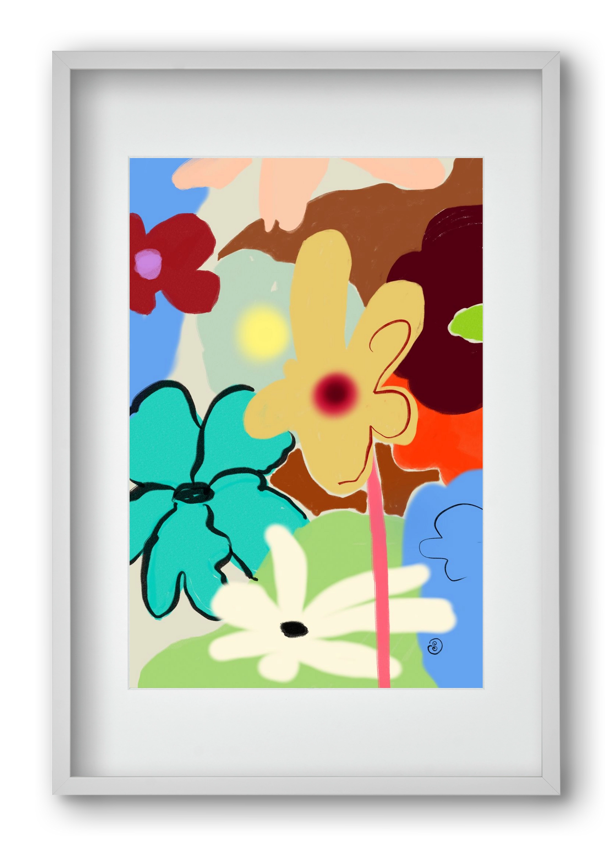 LOUD FLOWERS DANCE, 40x60 cm (30x45 cm), Fehér keret, paszpartuval