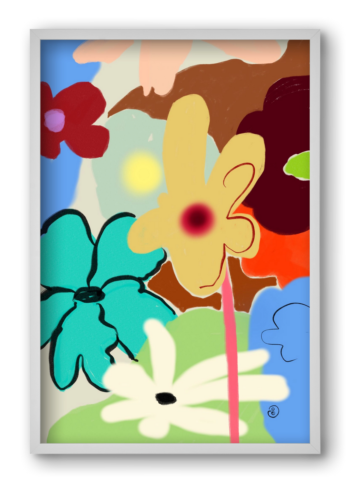 LOUD FLOWERS DANCE, 40x60 cm (40x60 cm), Fehér keret