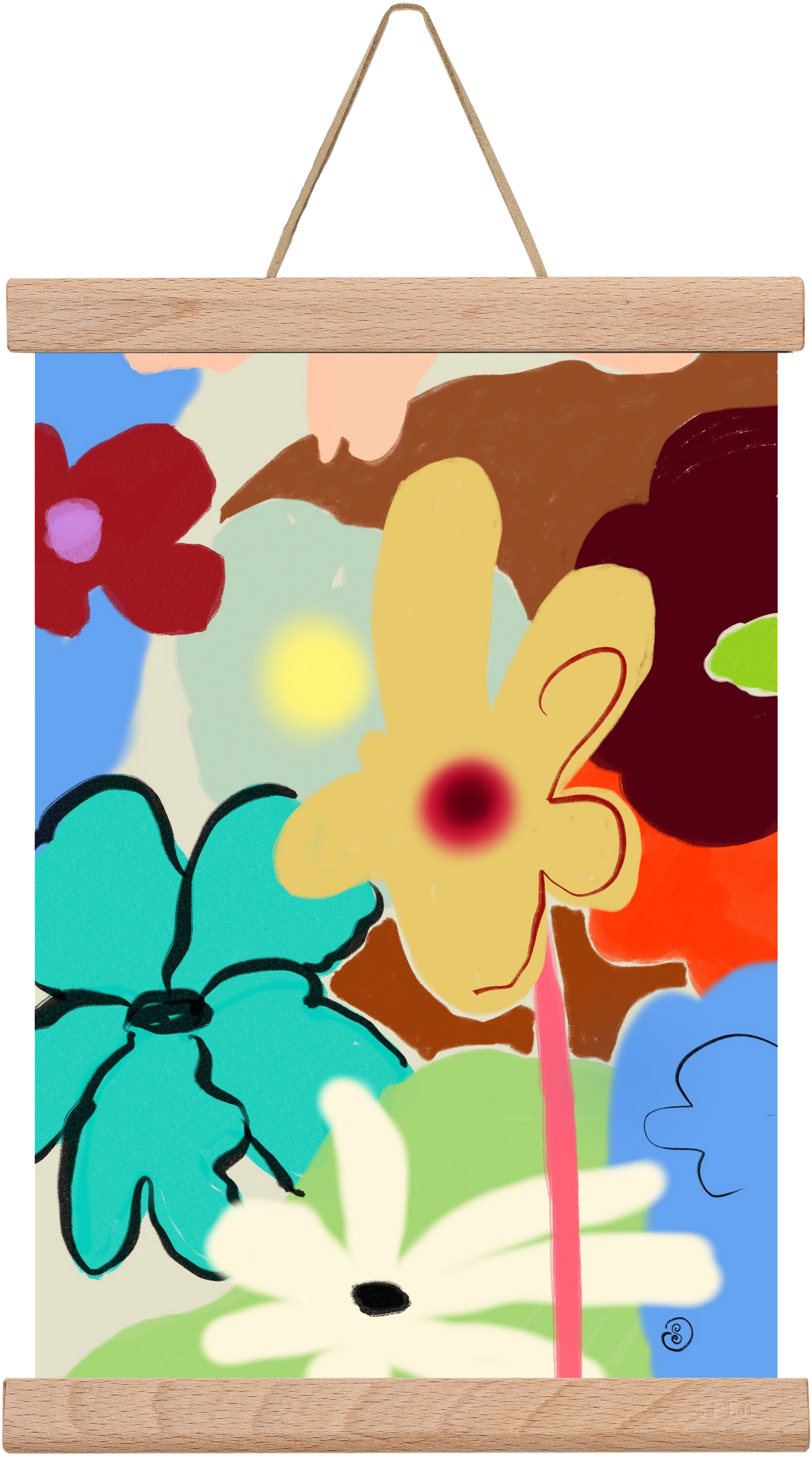 LOUD FLOWERS DANCE, 20x30 cm (20x30 cm), Tölgy akasztó