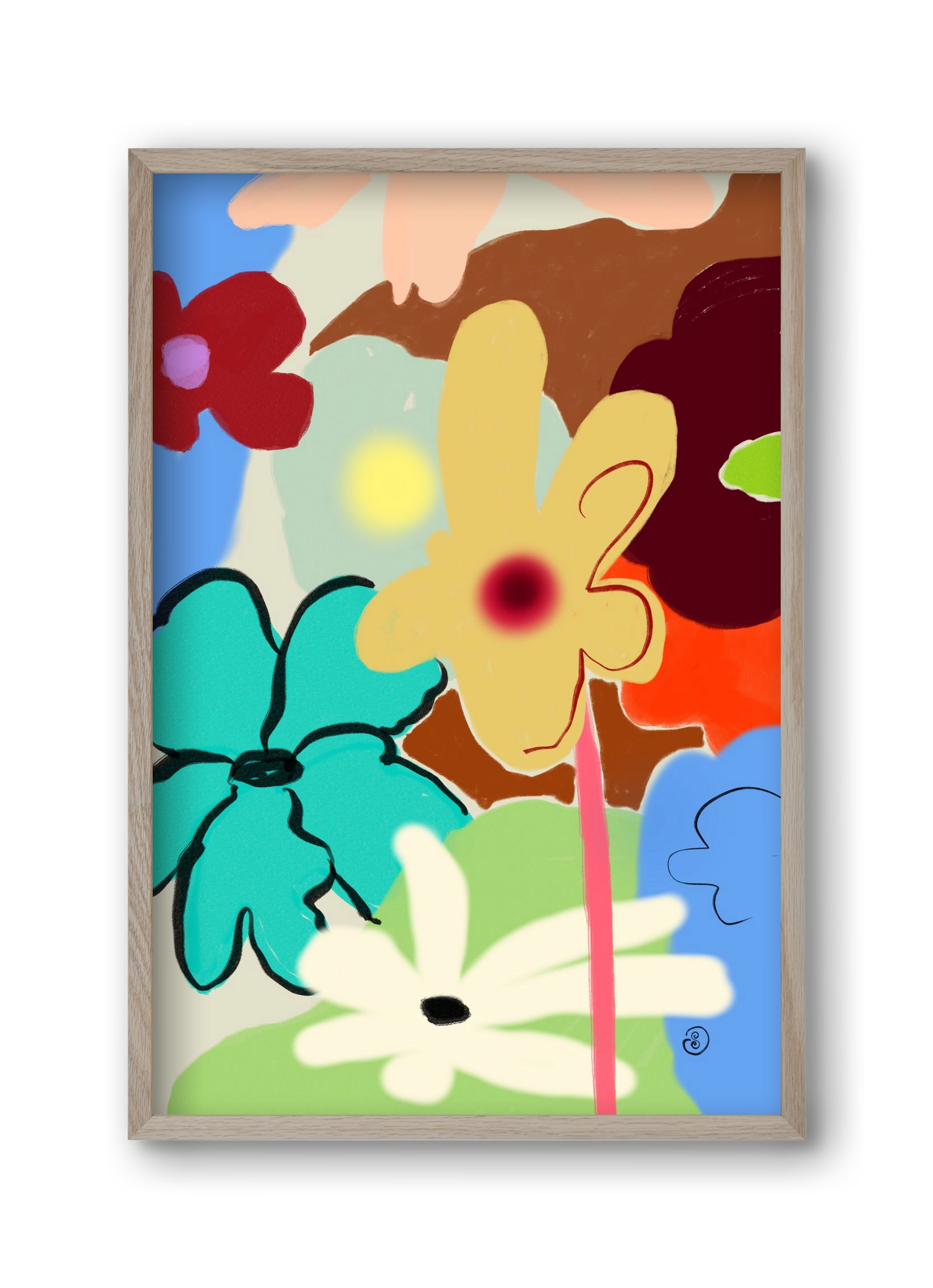 LOUD FLOWERS DANCE, 30x45 cm (30x45 cm), Tölgy keret