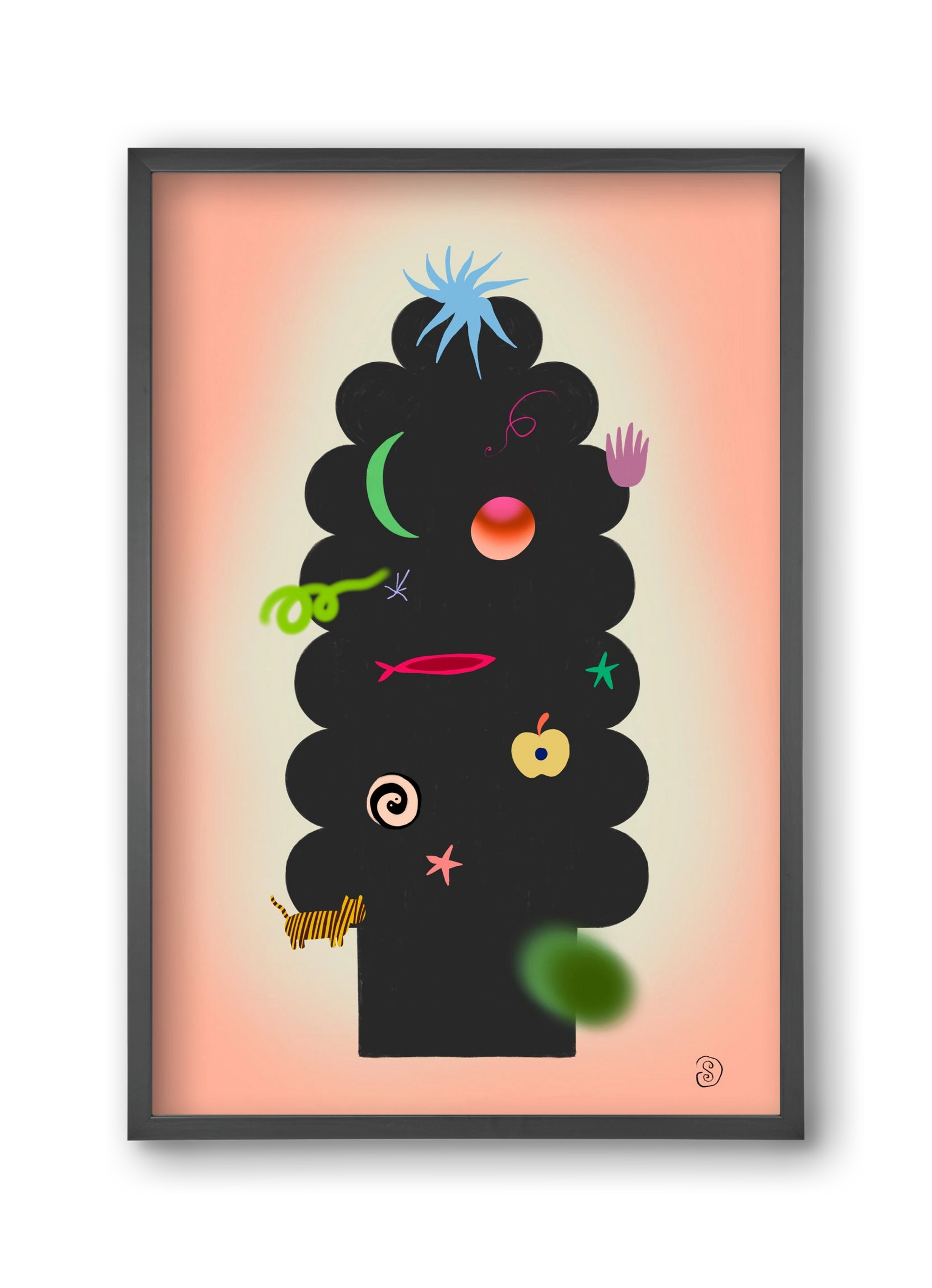 CONTEMPORARY CHRISTMAS TREE, 30x45 cm (30x45 cm), Fekete keret