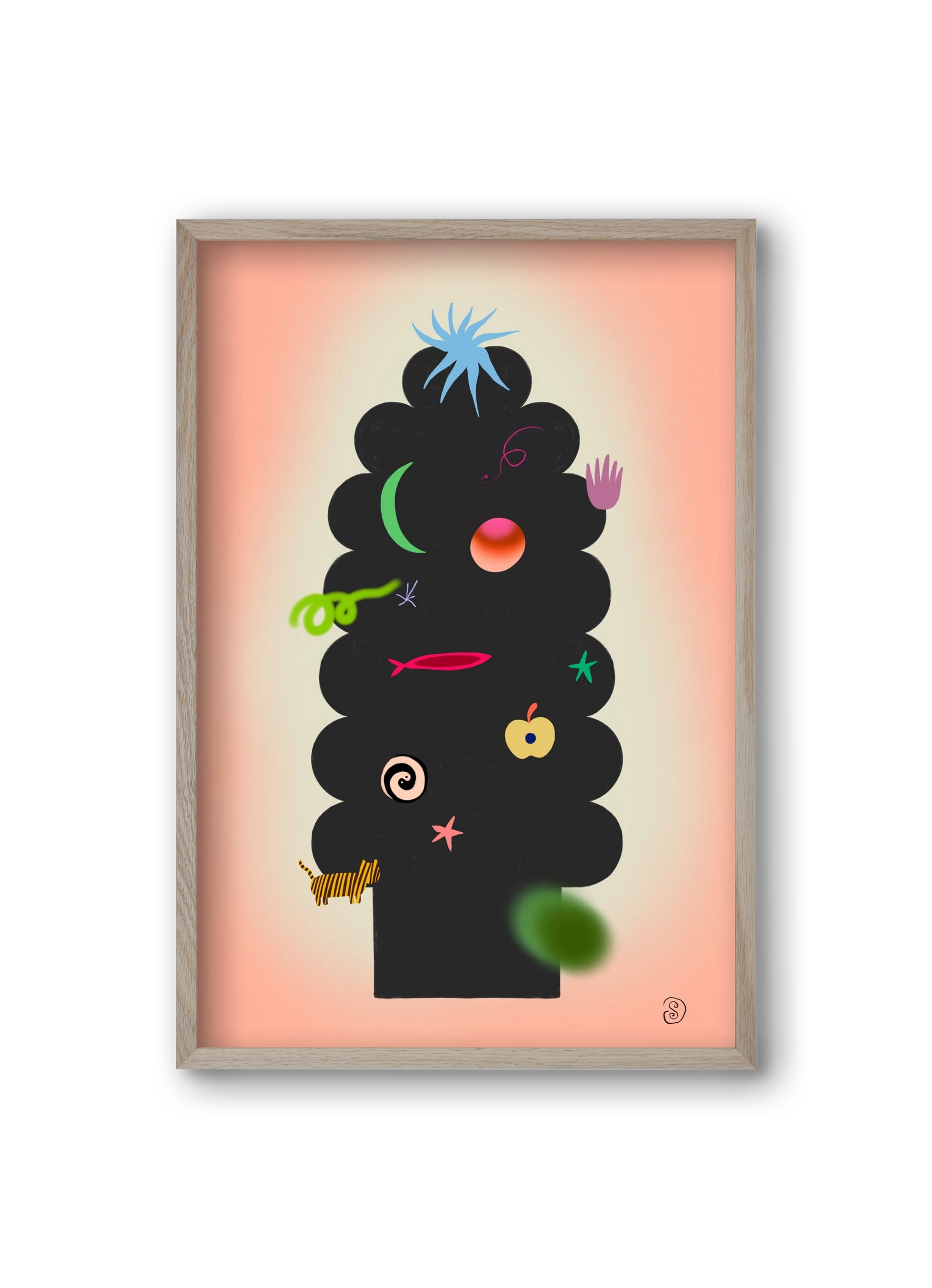 CONTEMPORARY CHRISTMAS TREE, 20x30 cm (20x30 cm), Tölgy keret