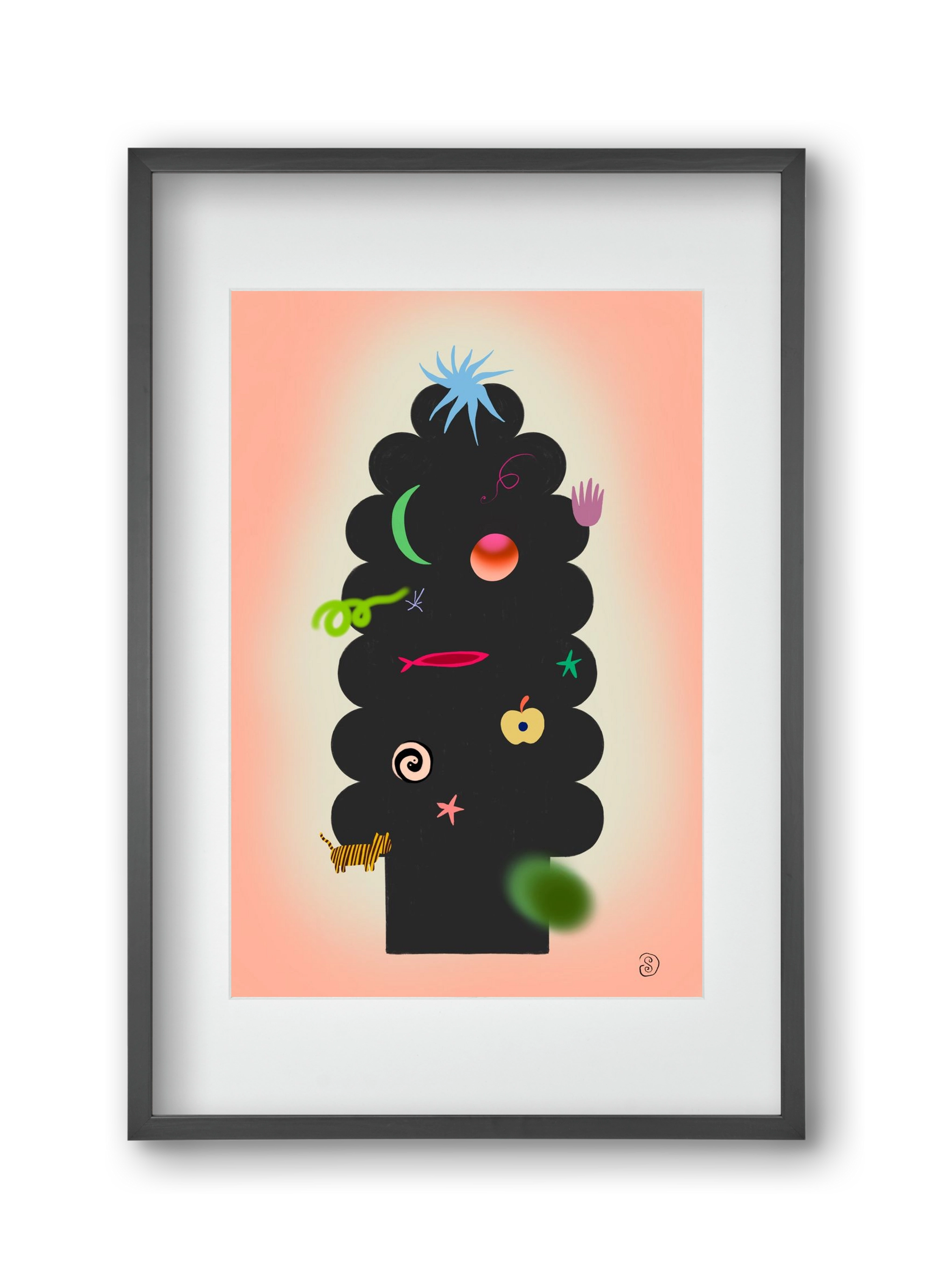 CONTEMPORARY CHRISTMAS TREE, 30x45 cm (20x30 cm), Fekete keret, paszpartuval