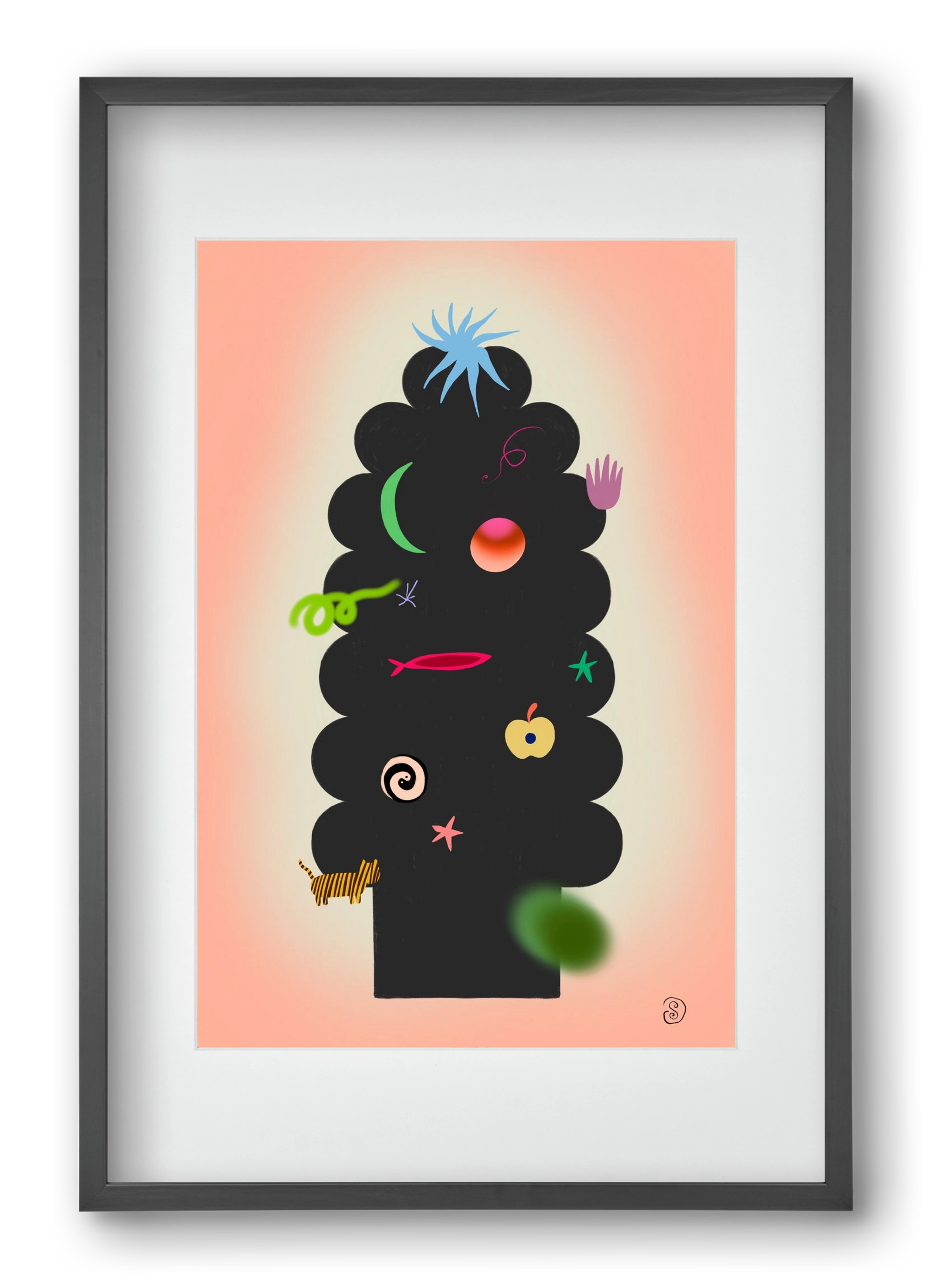 CONTEMPORARY CHRISTMAS TREE, 40x60 cm (30x45 cm), Fekete keret, paszpartuval