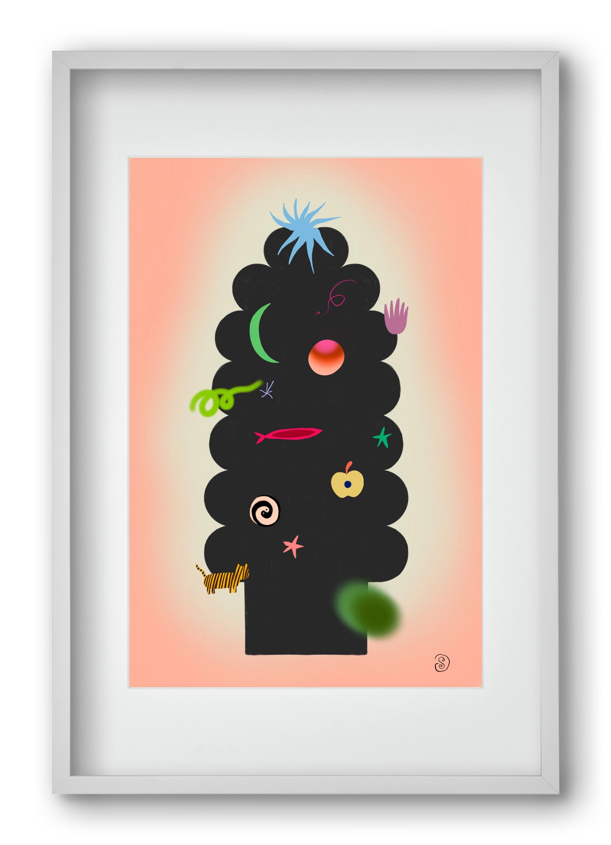 CONTEMPORARY CHRISTMAS TREE, 40x60 cm (30x45 cm), Fehér keret, paszpartuval