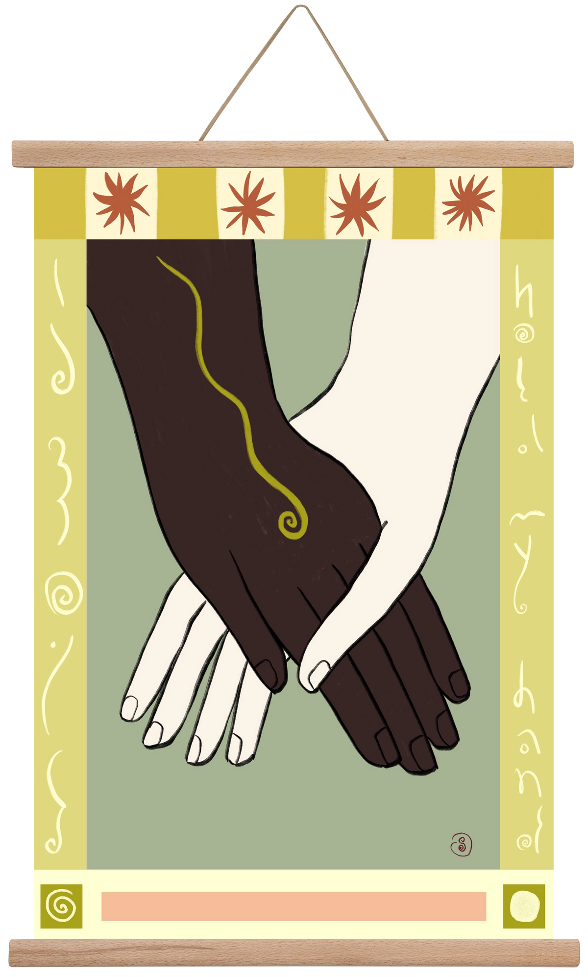 HOLDING HANDS, 40x60 cm (40x60 cm), Tölgy akasztó