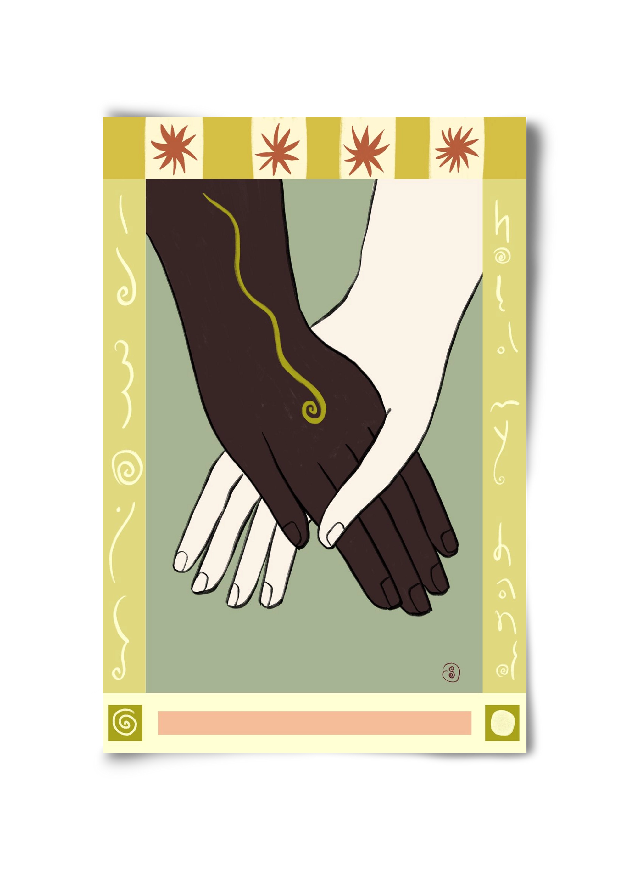 HOLDING HANDS, 30x45 cm, Keret nélkül