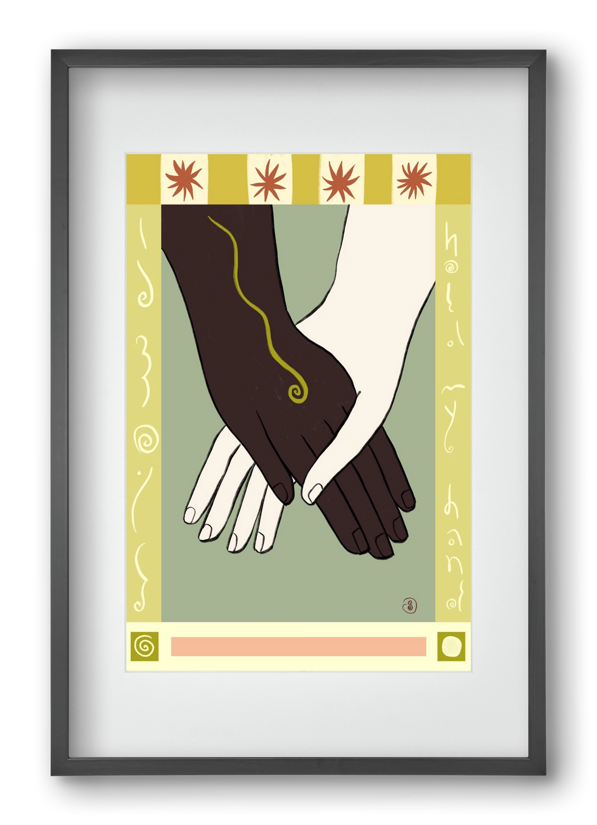 HOLDING HANDS, 40x60 cm (30x45 cm), Fekete keret, paszpartuval