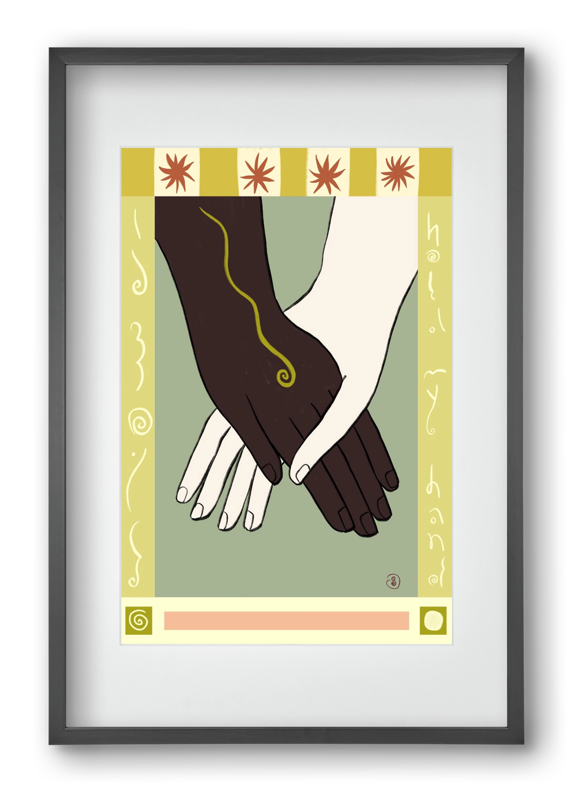 HOLDING HANDS, 40x60 cm (30x45 cm), Fekete keret, paszpartuval