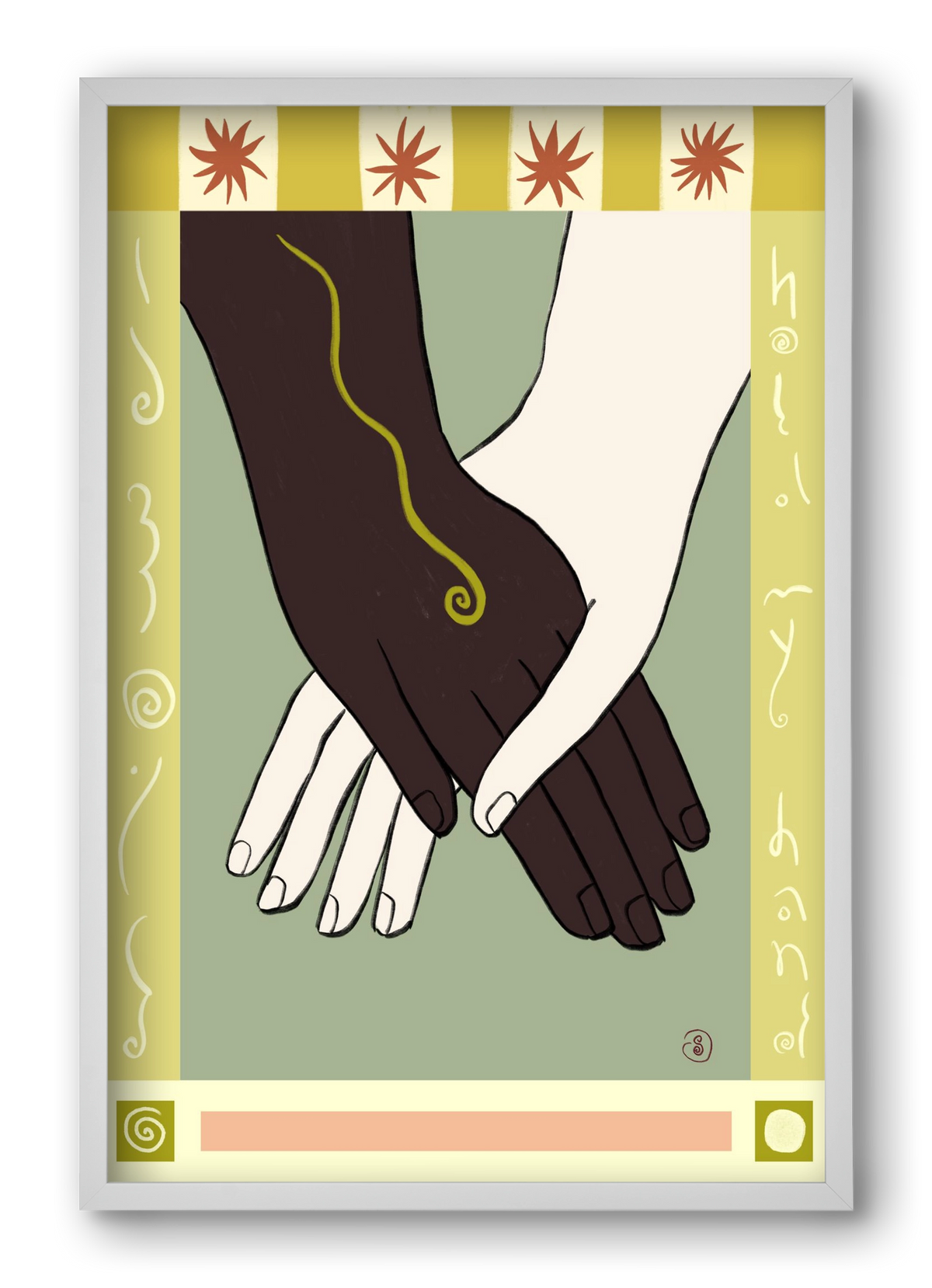 HOLDING HANDS, 40x60 cm (40x60 cm), Fehér keret