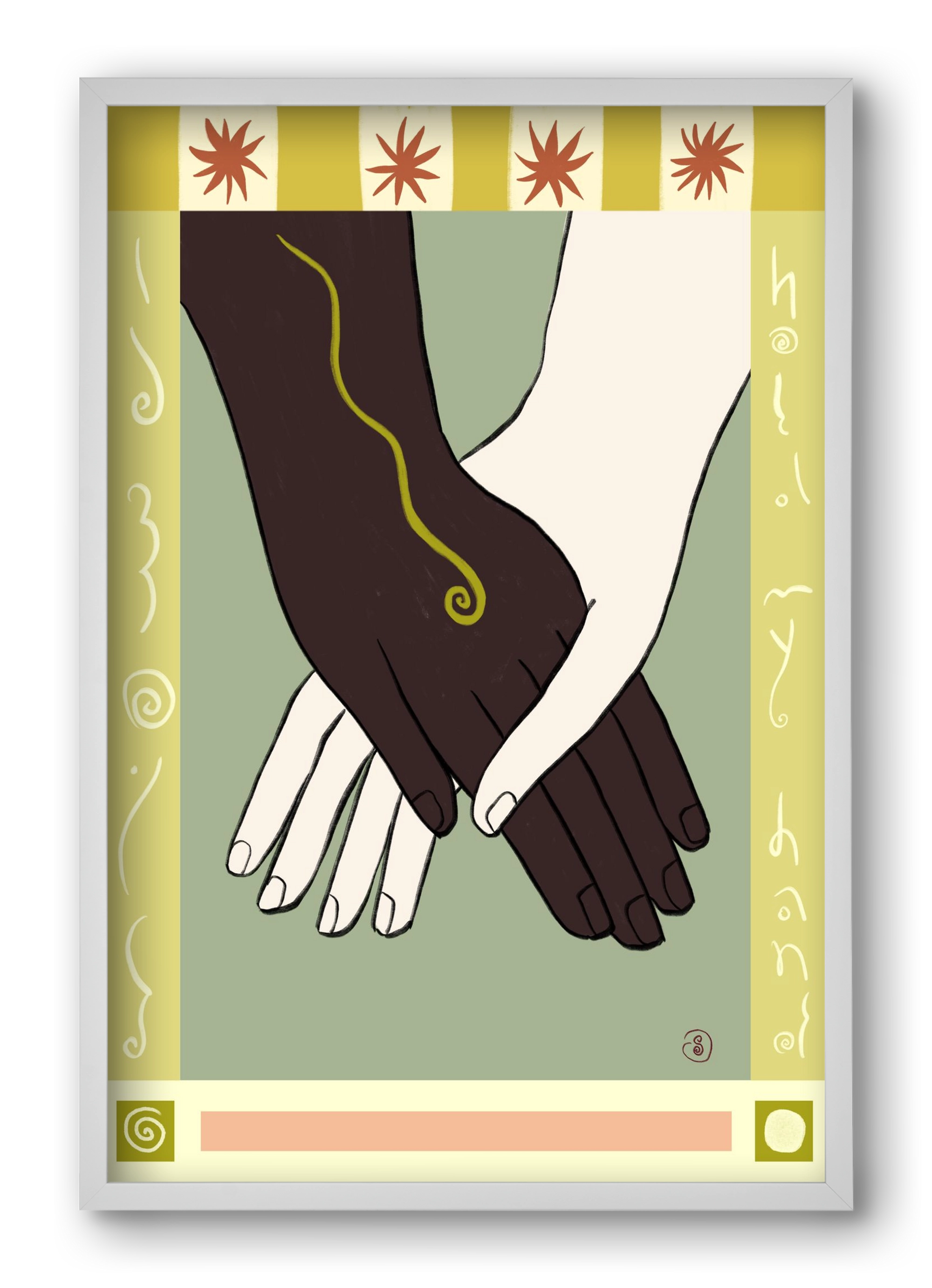 HOLDING HANDS, 40x60 cm (40x60 cm), Fehér keret