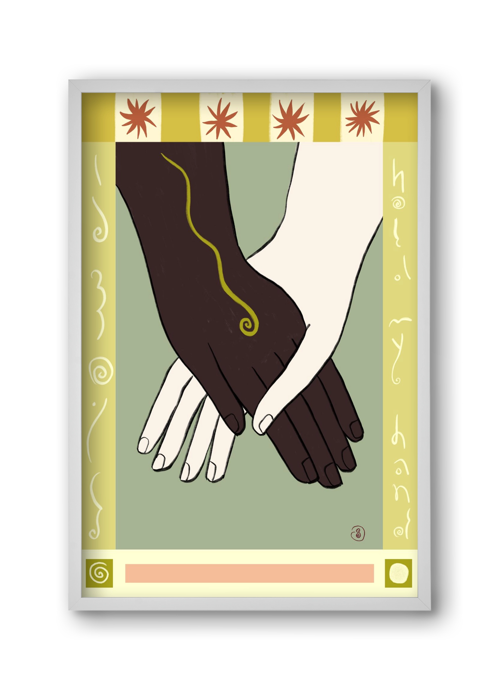 HOLDING HANDS, 30x45 cm (30x45 cm), Fehér keret