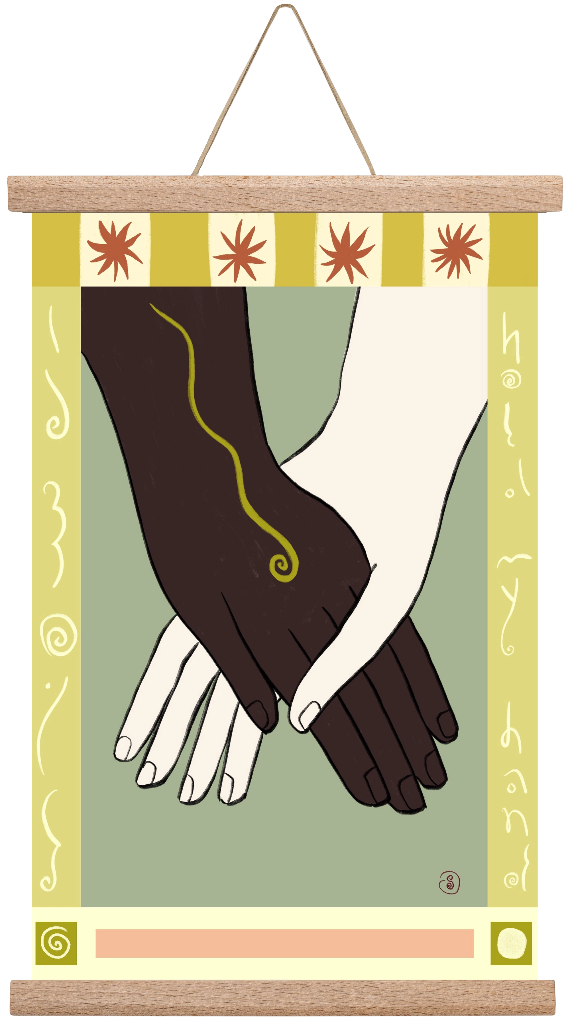 HOLDING HANDS, 30x45 cm (30x45 cm), Tölgy akasztó