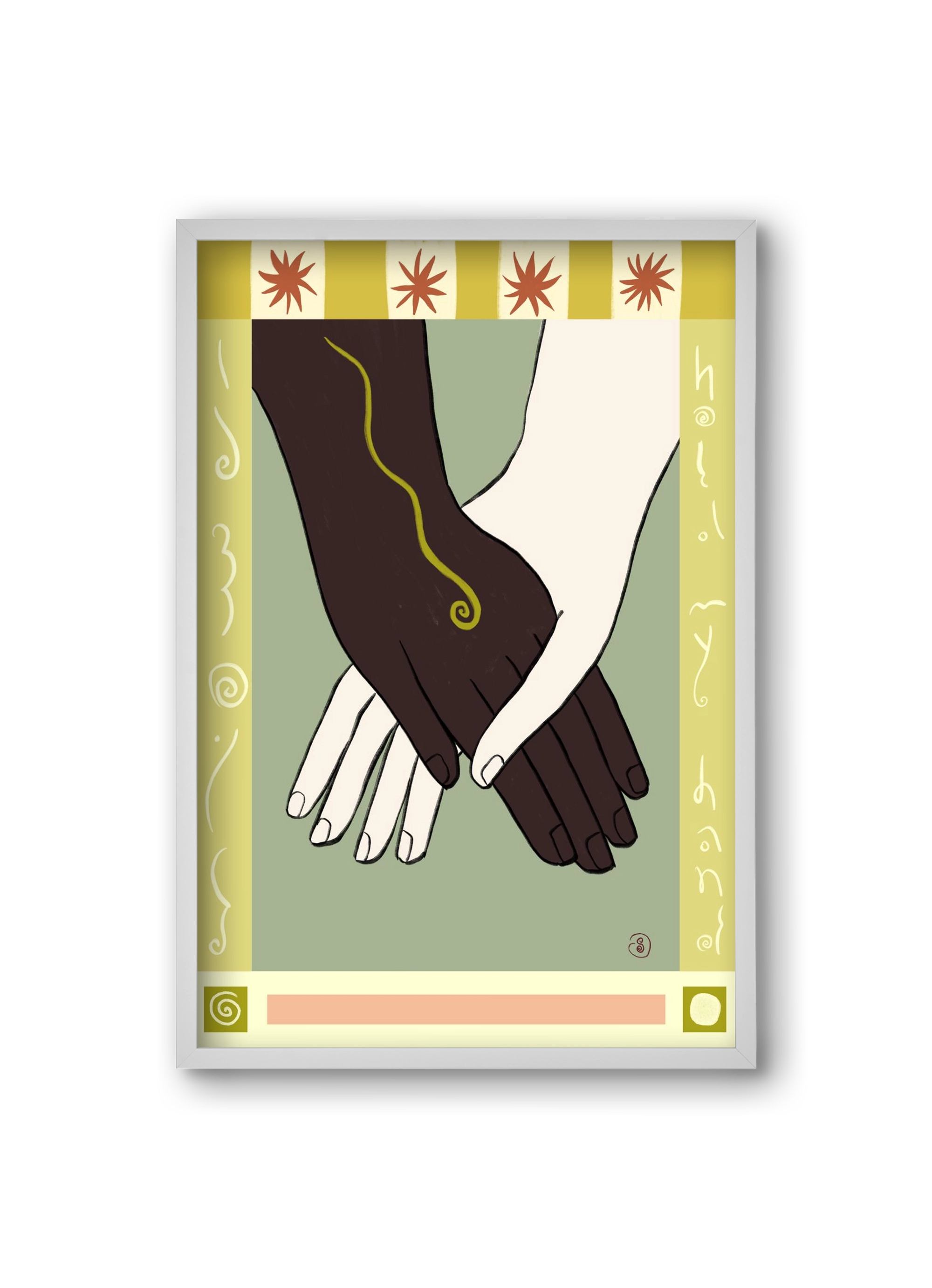 HOLDING HANDS, 20x30 cm (20x30 cm), Fehér keret