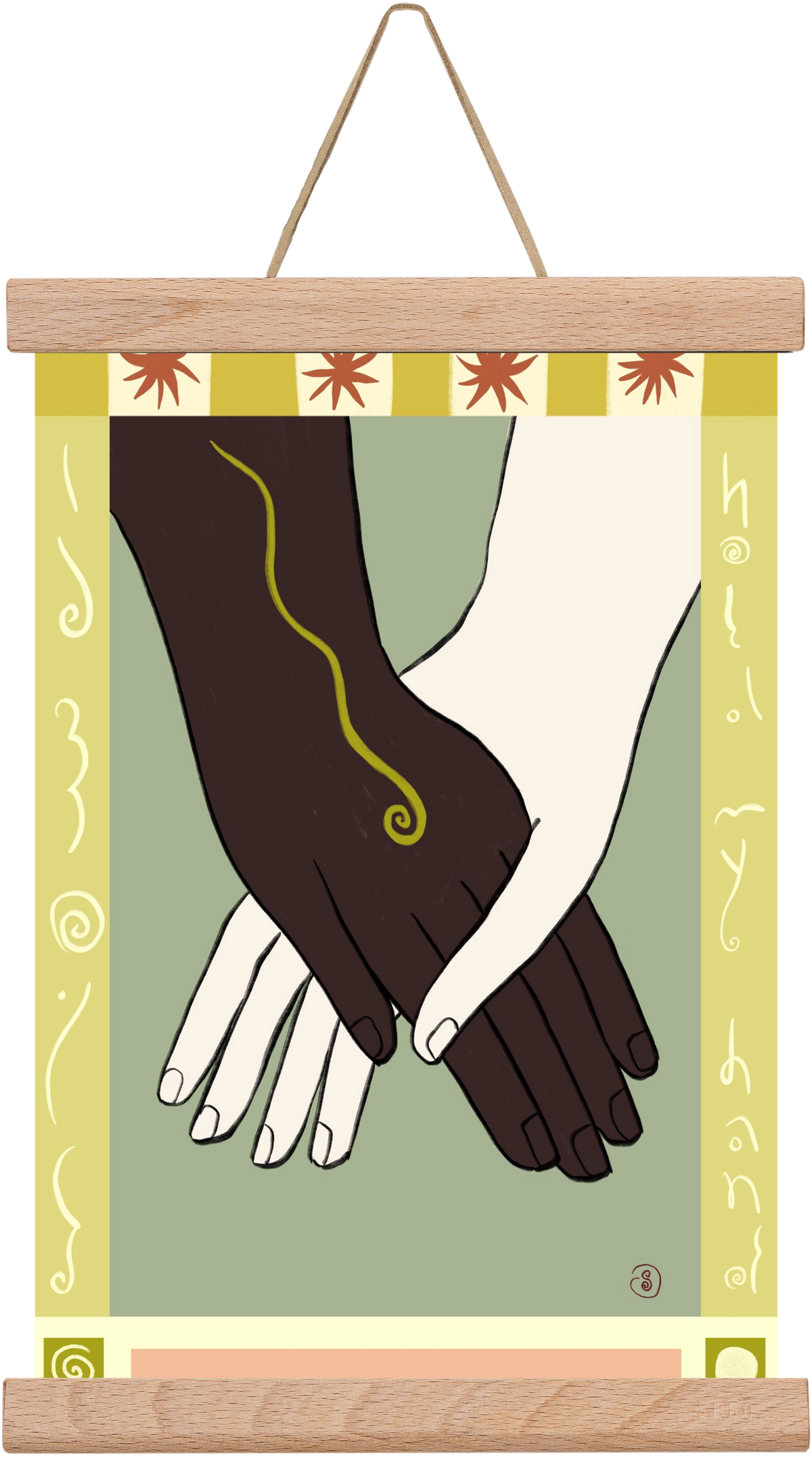 HOLDING HANDS, 20x30 cm (20x30 cm), Tölgy akasztó