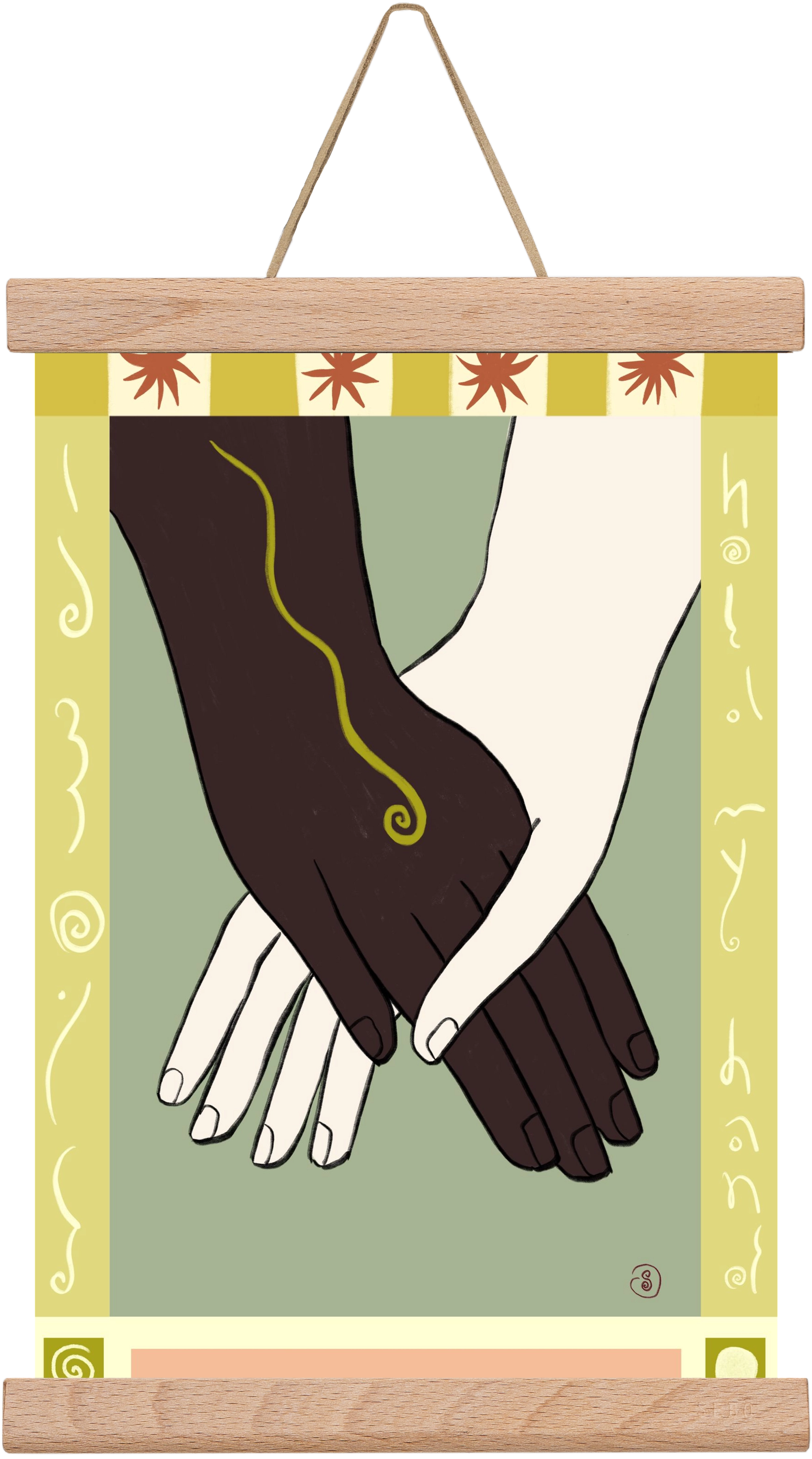 HOLDING HANDS, 20x30 cm (20x30 cm), Tölgy akasztó