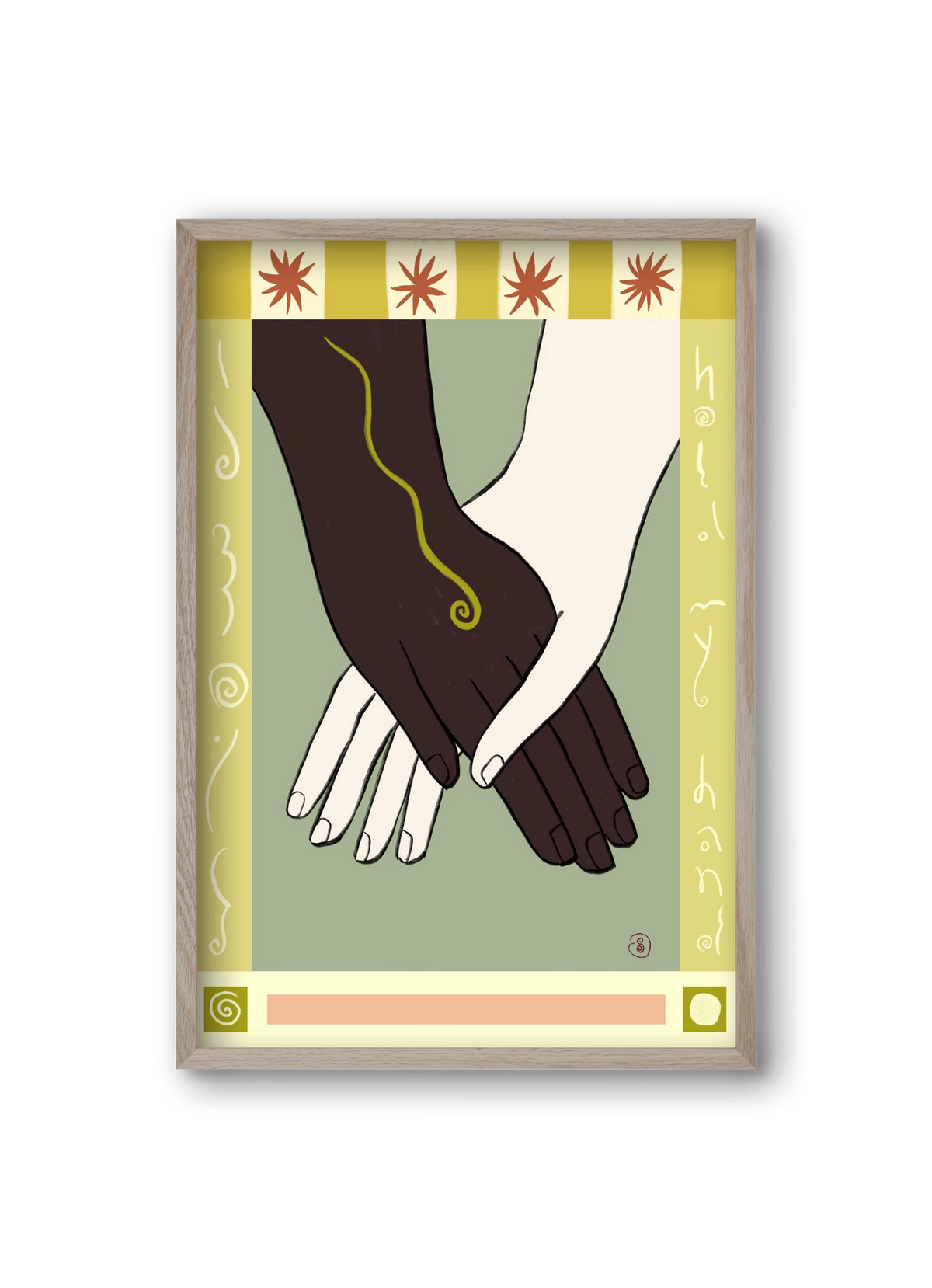 HOLDING HANDS, 20x30 cm (20x30 cm), Tölgy keret