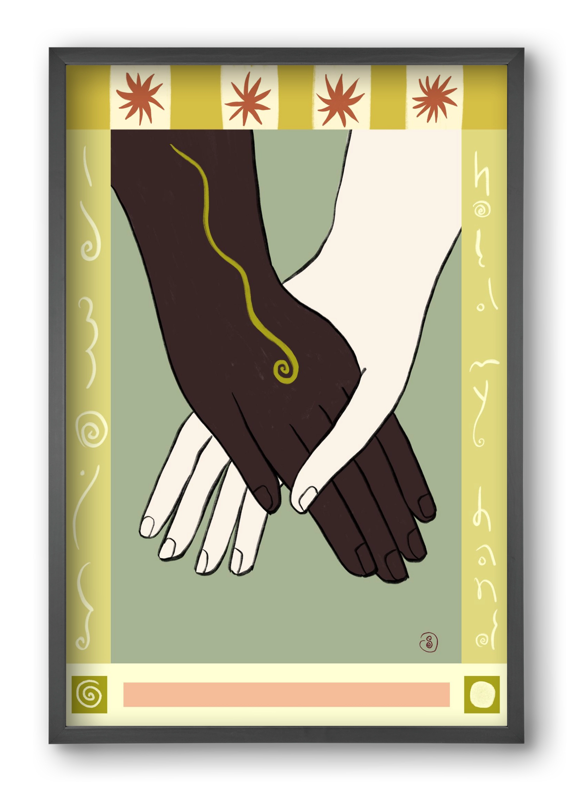 HOLDING HANDS, 40x60 cm (40x60 cm), Fekete keret