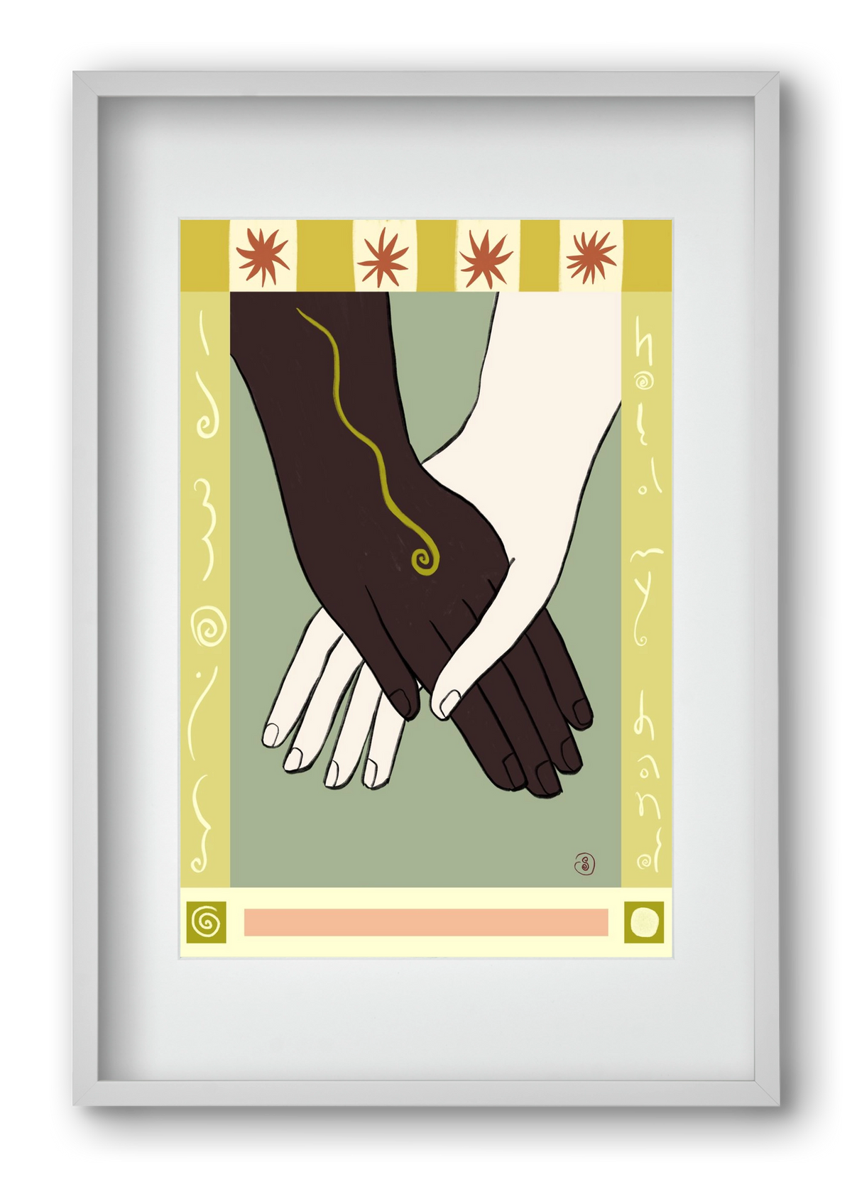 HOLDING HANDS, 40x60 cm (30x45 cm), Fehér keret, paszpartuval