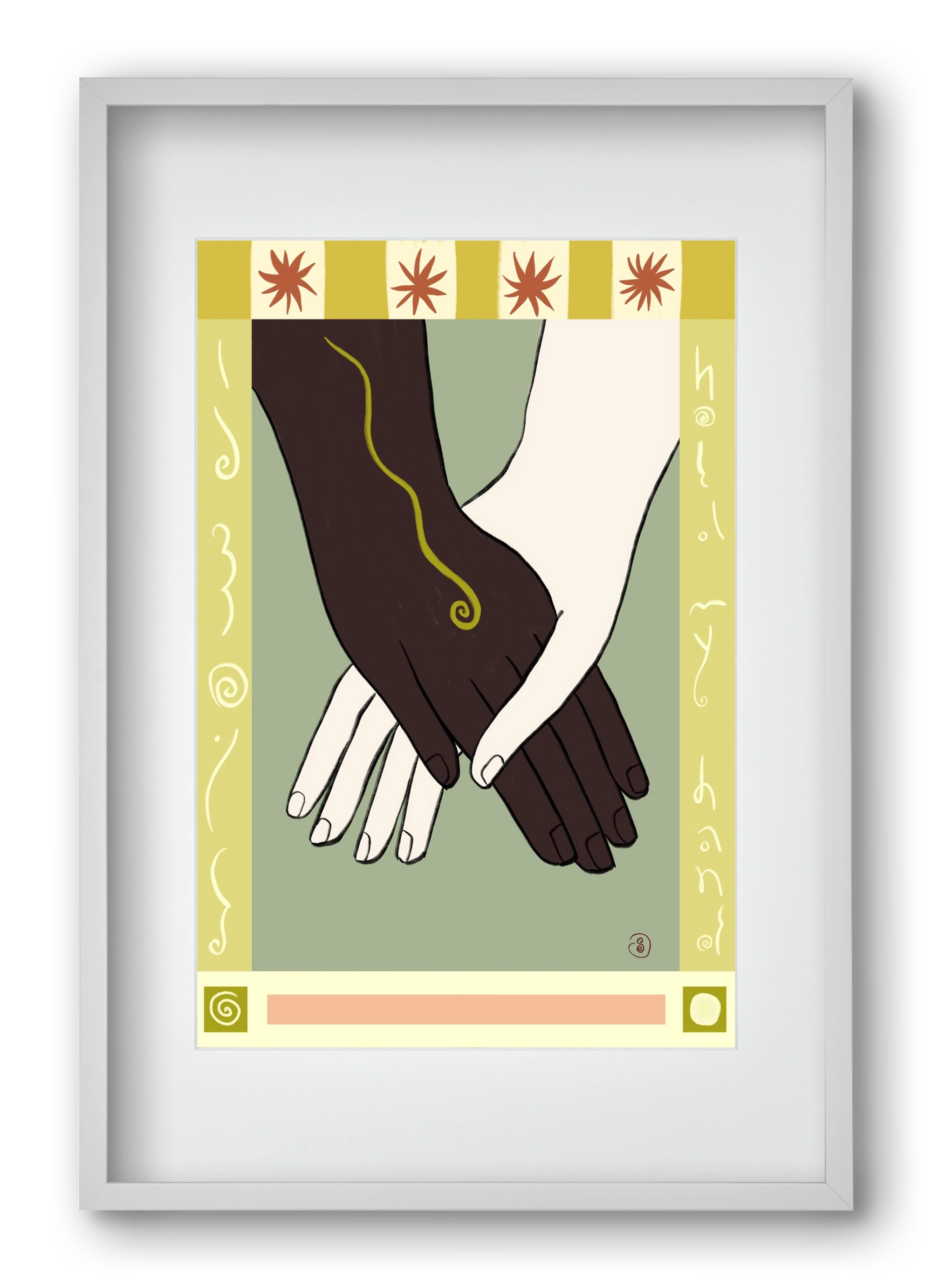 HOLDING HANDS, 40x60 cm (30x45 cm), Fehér keret, paszpartuval