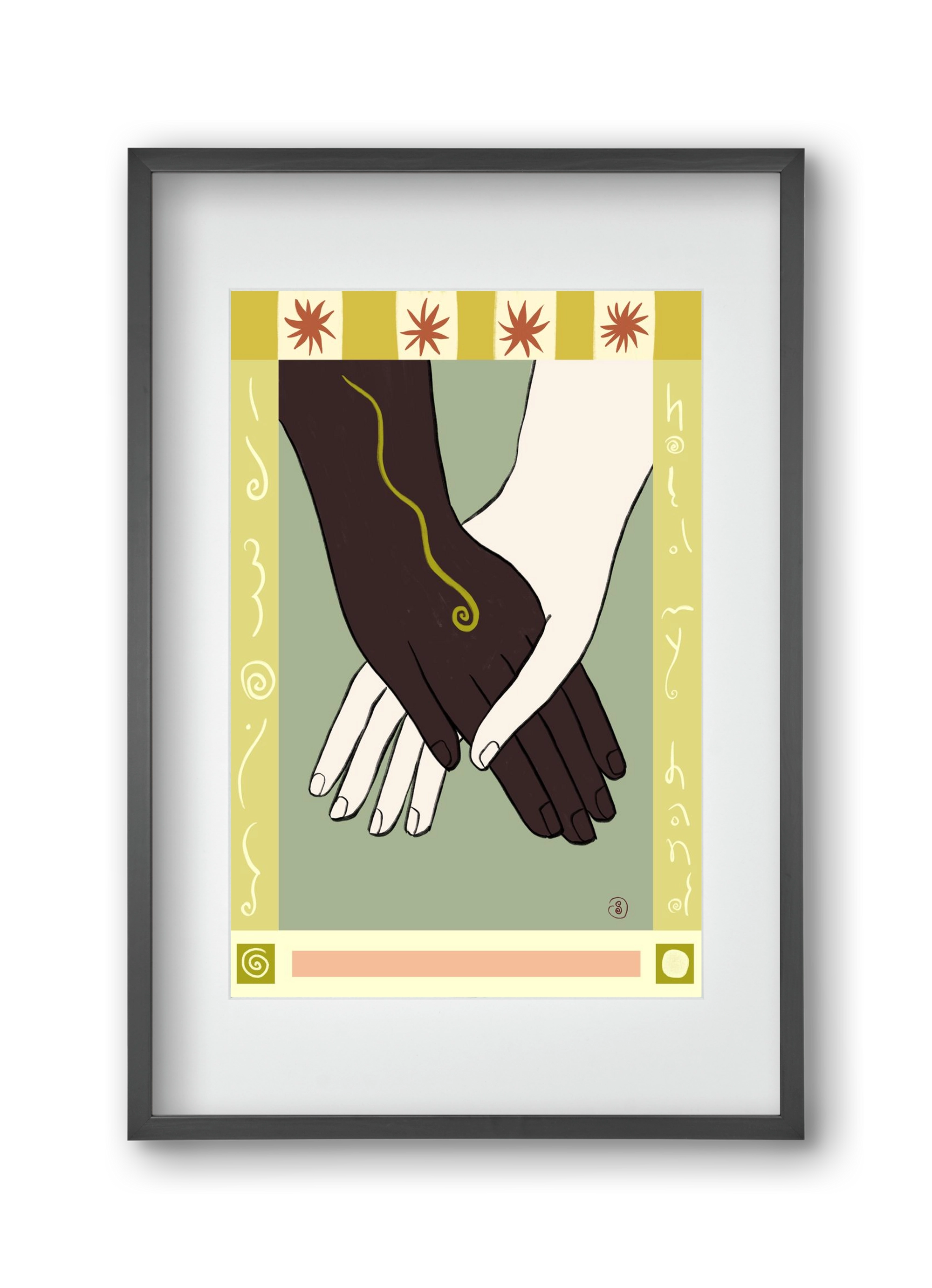 HOLDING HANDS, 30x45 cm (20x30 cm), Fekete keret, paszpartuval