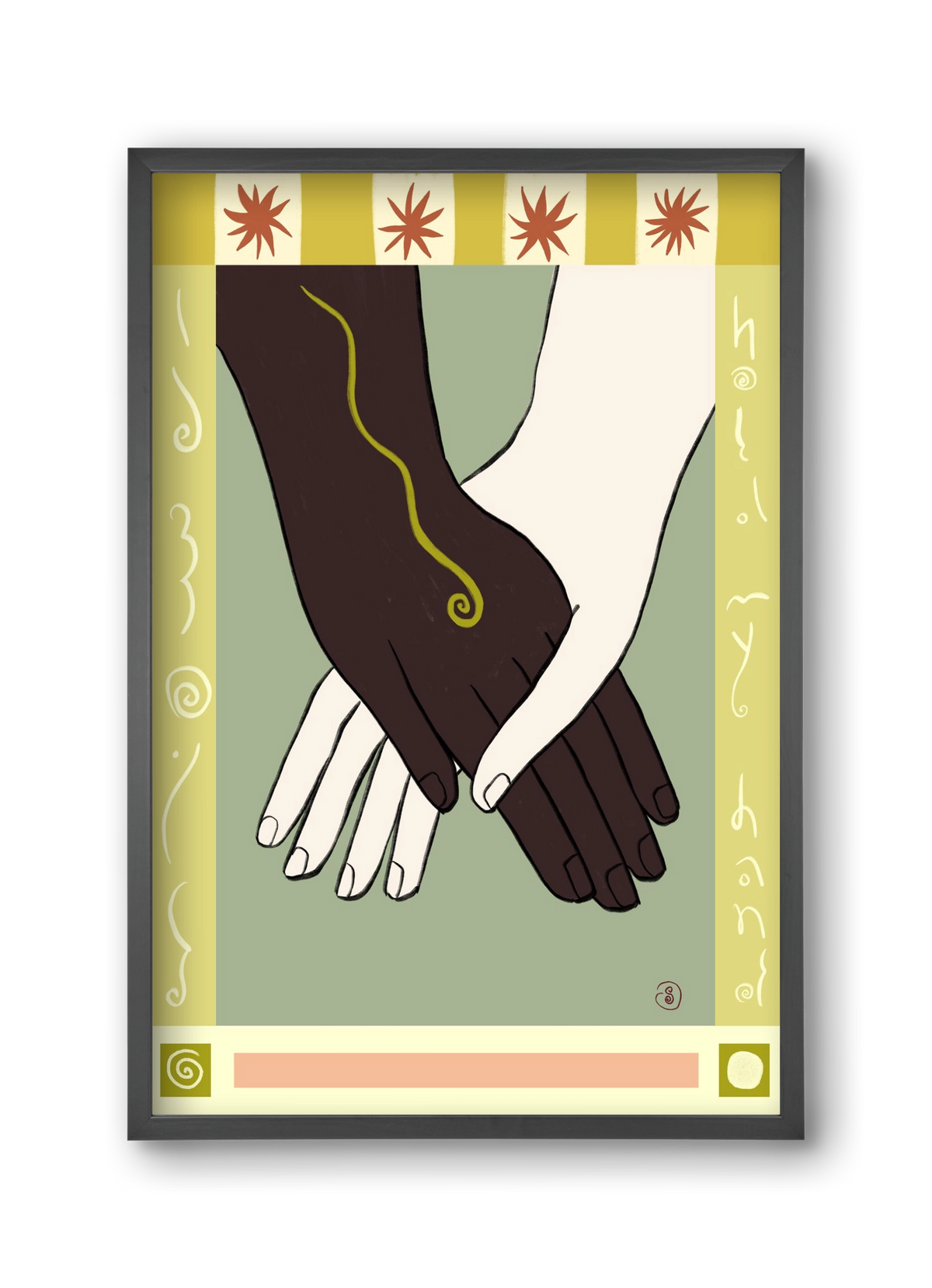 HOLDING HANDS, 30x45 cm (30x45 cm), Fekete keret