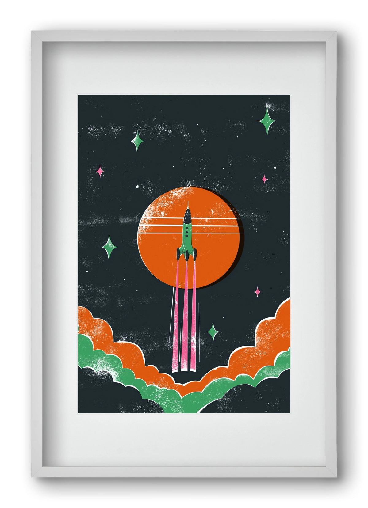 rakétanyár, 40x60 cm (30x45 cm), Fehér keret, paszpartuval