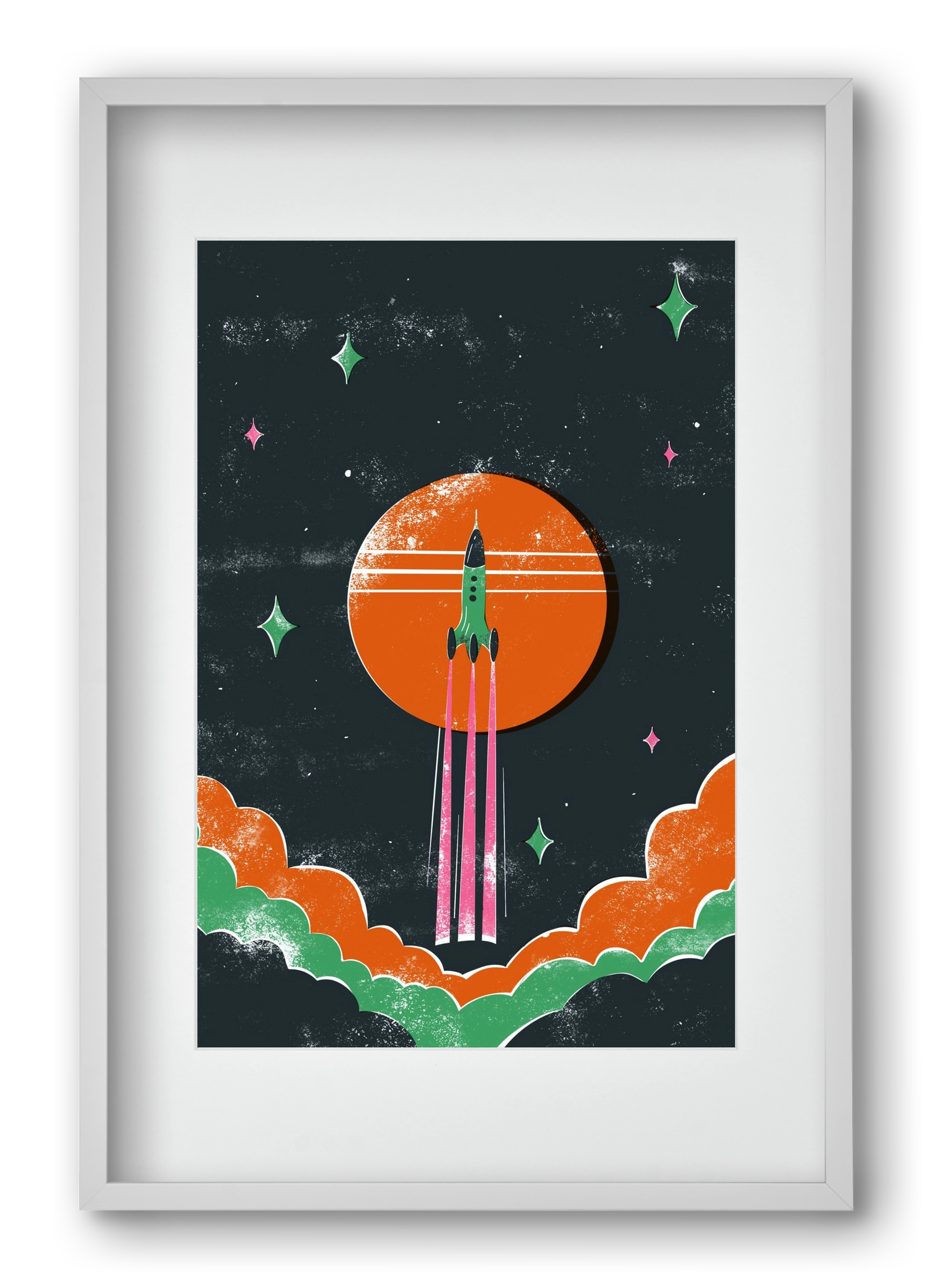 rakétanyár, 40x60 cm (30x45 cm), Fehér keret, paszpartuval