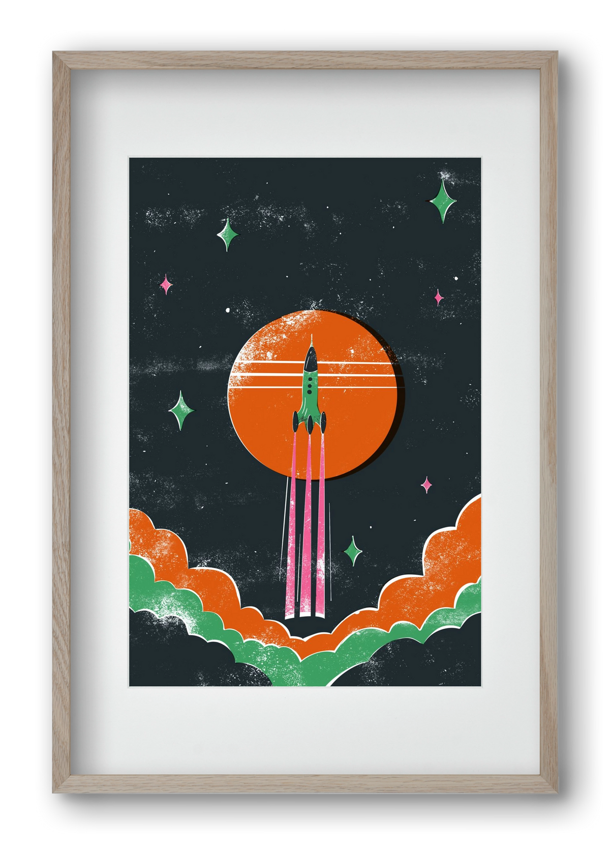 rakétanyár, 40x60 cm (30x45 cm), Tölgy keret, paszpartuval