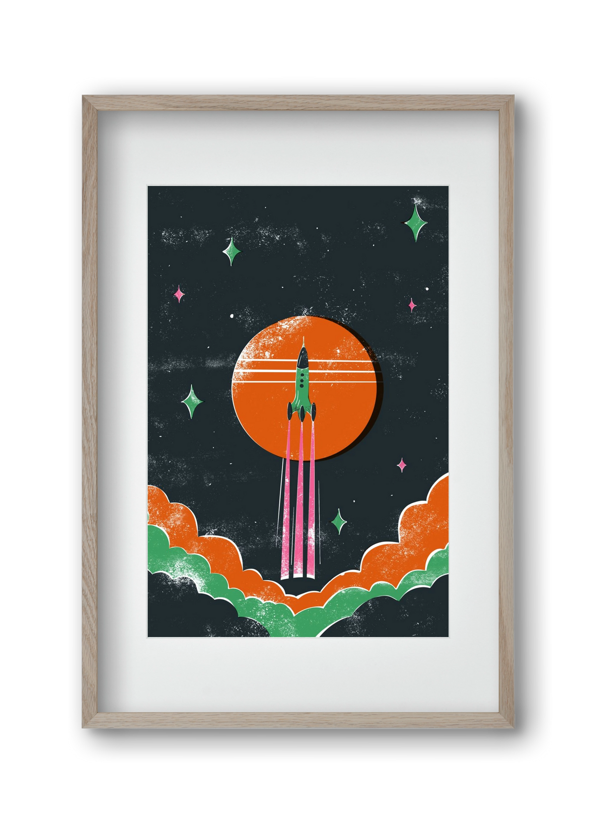 rakétanyár, 30x45 cm (20x30 cm), Tölgy keret, paszpartuval