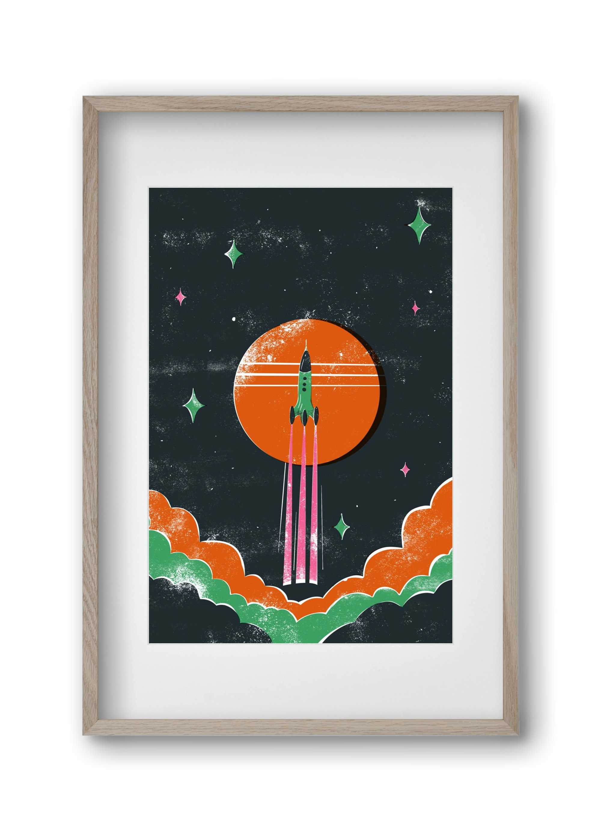 rakétanyár, 30x45 cm (20x30 cm), Tölgy keret, paszpartuval