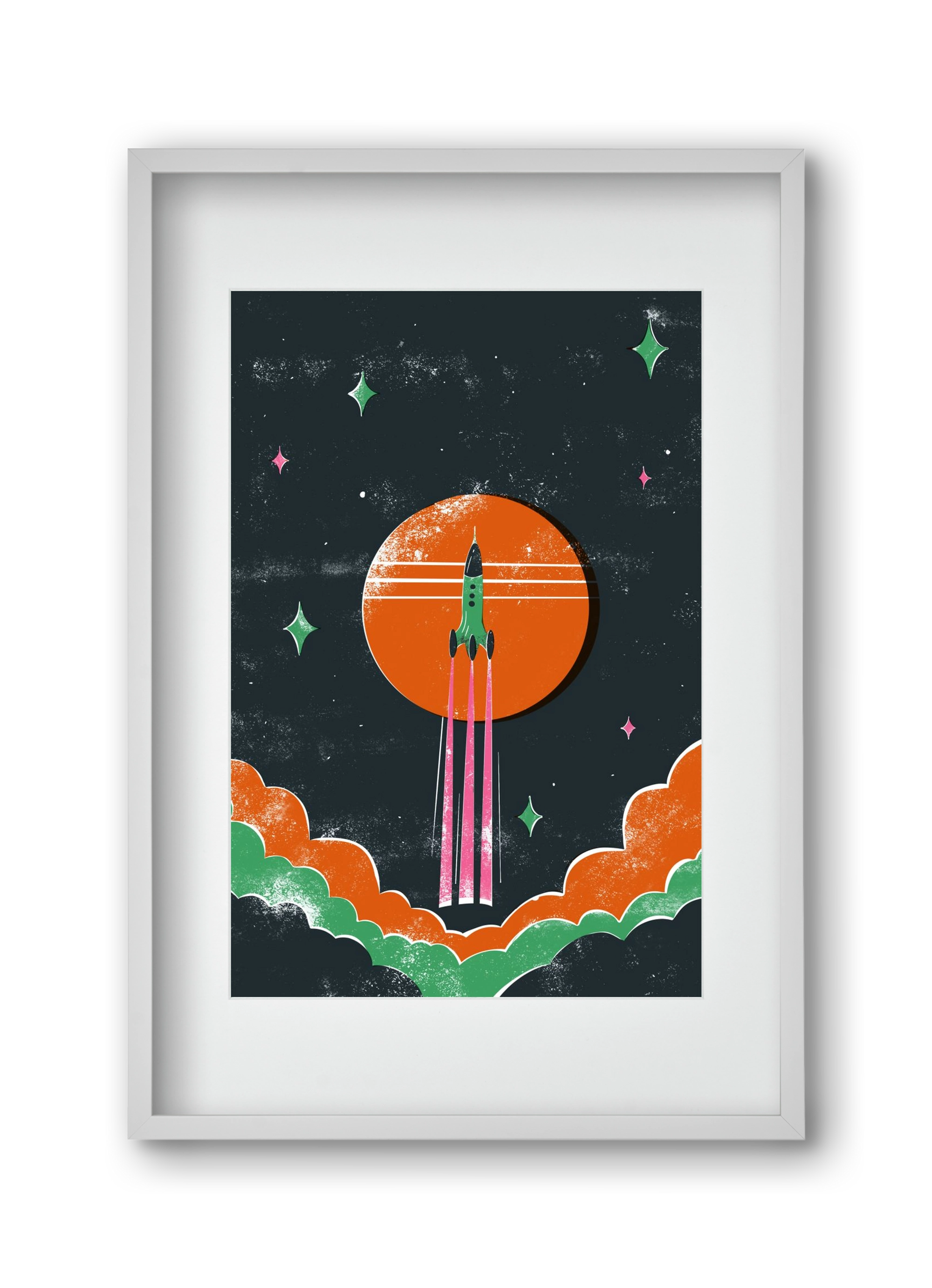 rakétanyár, 30x45 cm (20x30 cm), Fehér keret, paszpartuval