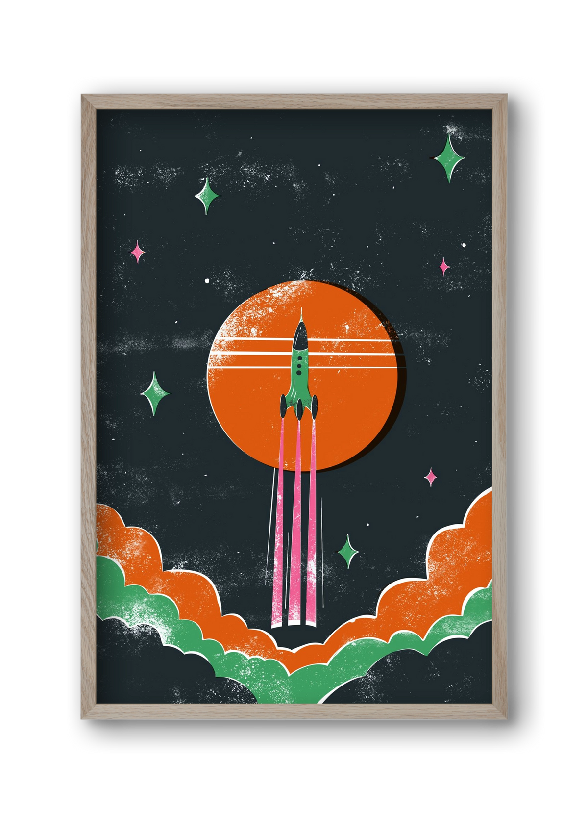 rakétanyár, 30x45 cm (30x45 cm), Tölgy keret