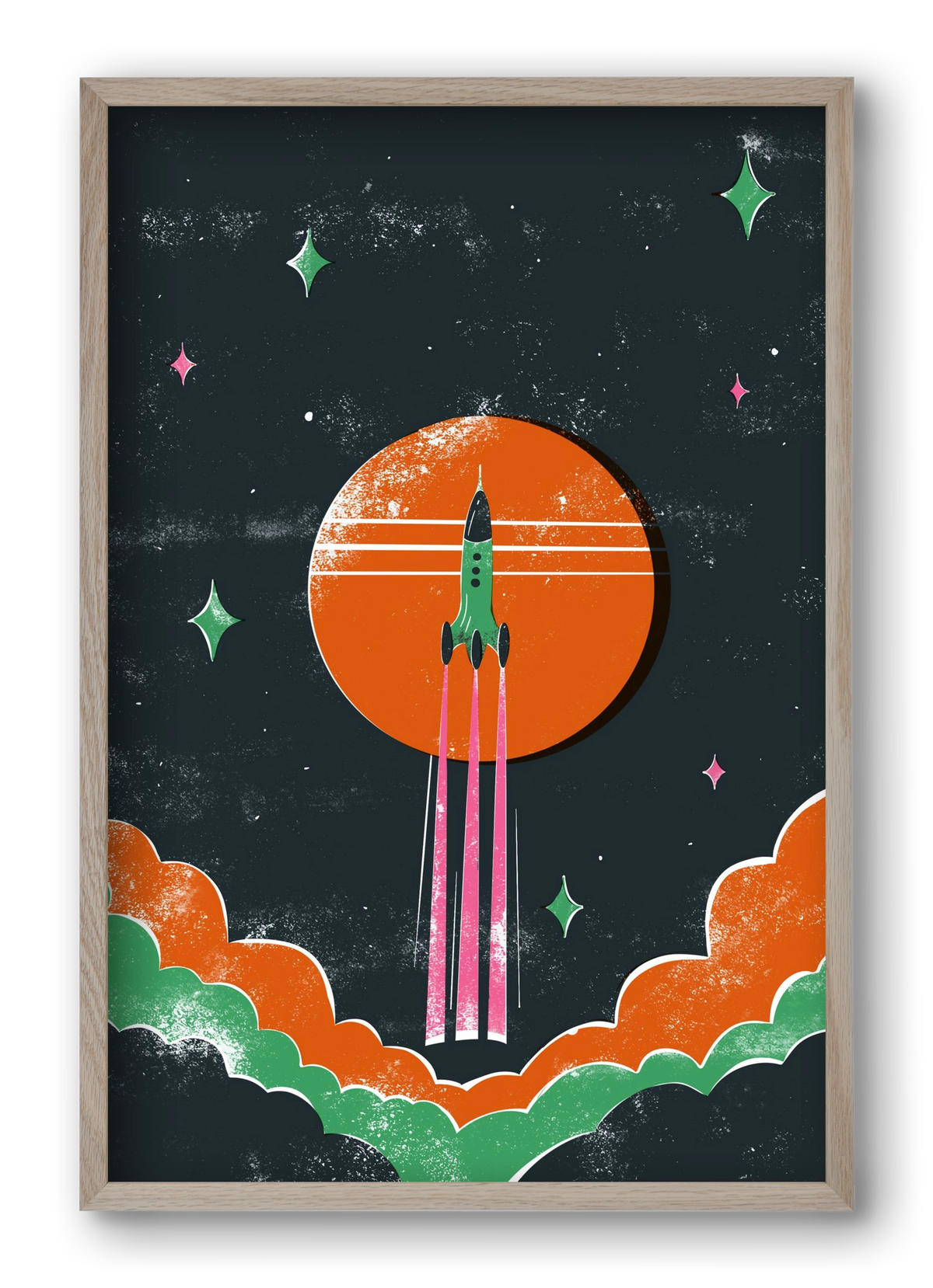 rakétanyár, 40x60 cm (40x60 cm), Tölgy keret