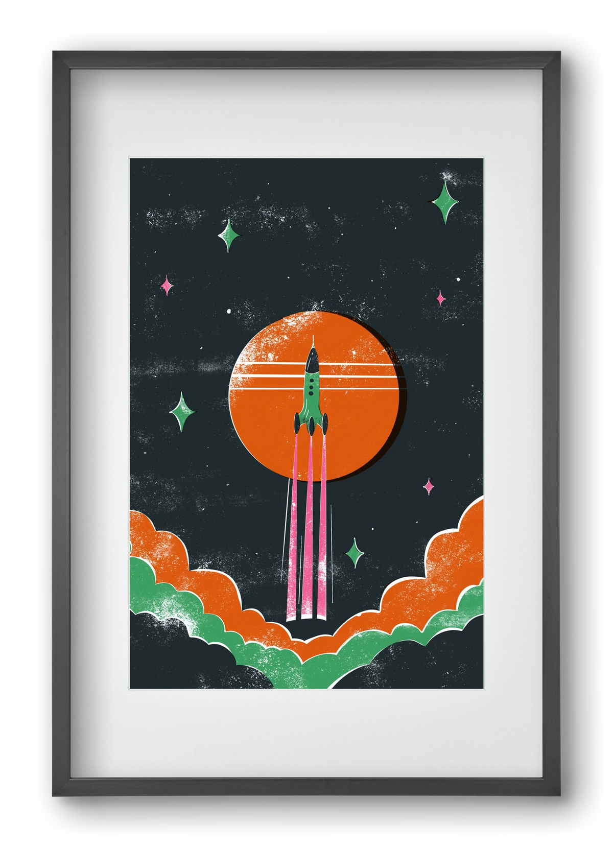 rakétanyár, 40x60 cm (30x45 cm), Fekete keret, paszpartuval