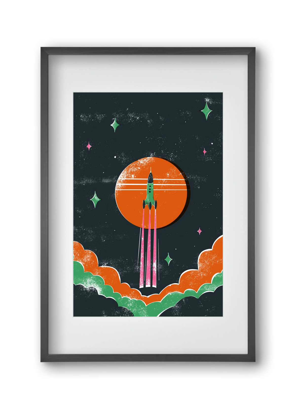 rakétanyár, 30x45 cm (20x30 cm), Fekete keret, paszpartuval