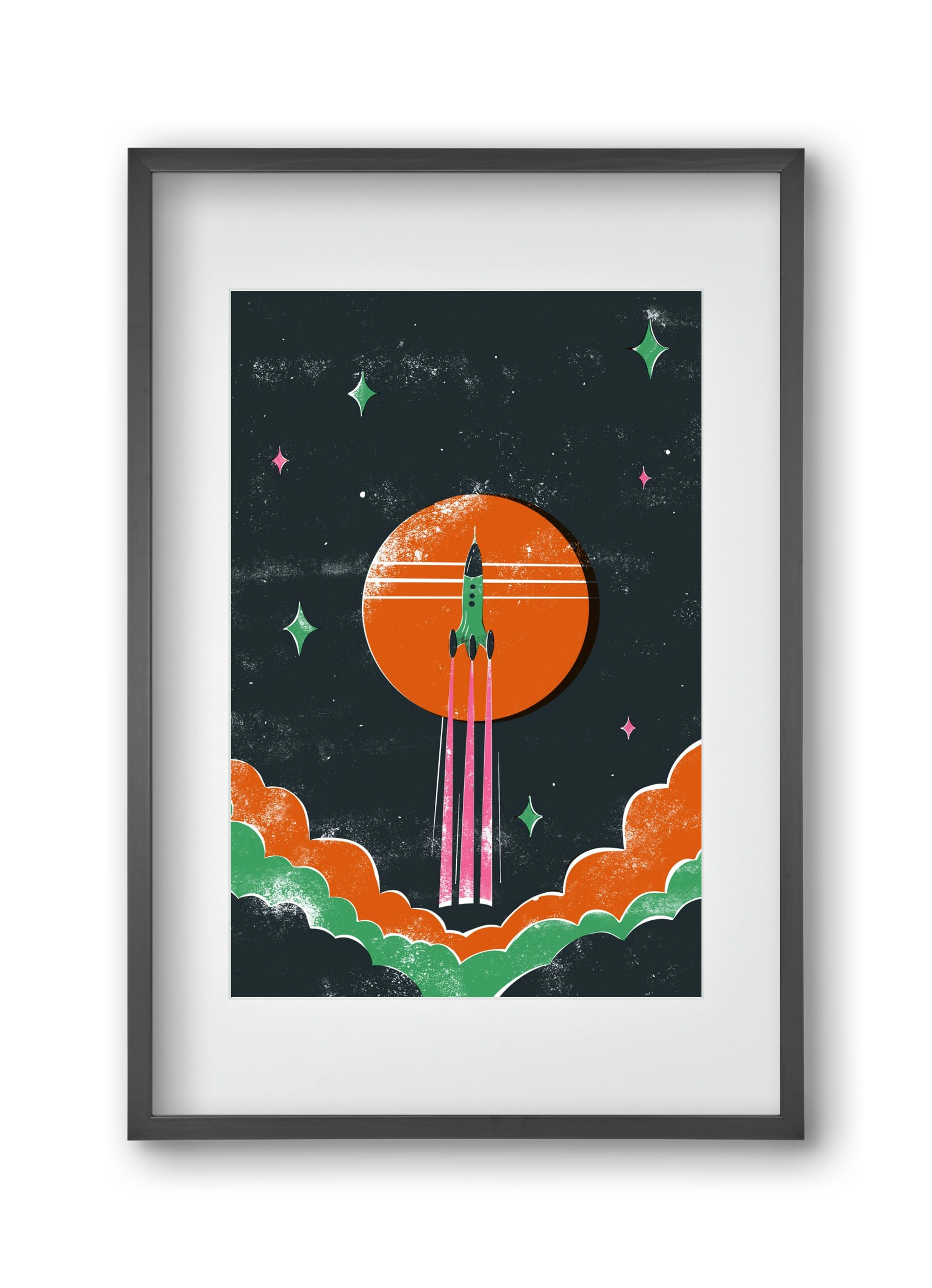 rakétanyár, 30x45 cm (20x30 cm), Fekete keret, paszpartuval